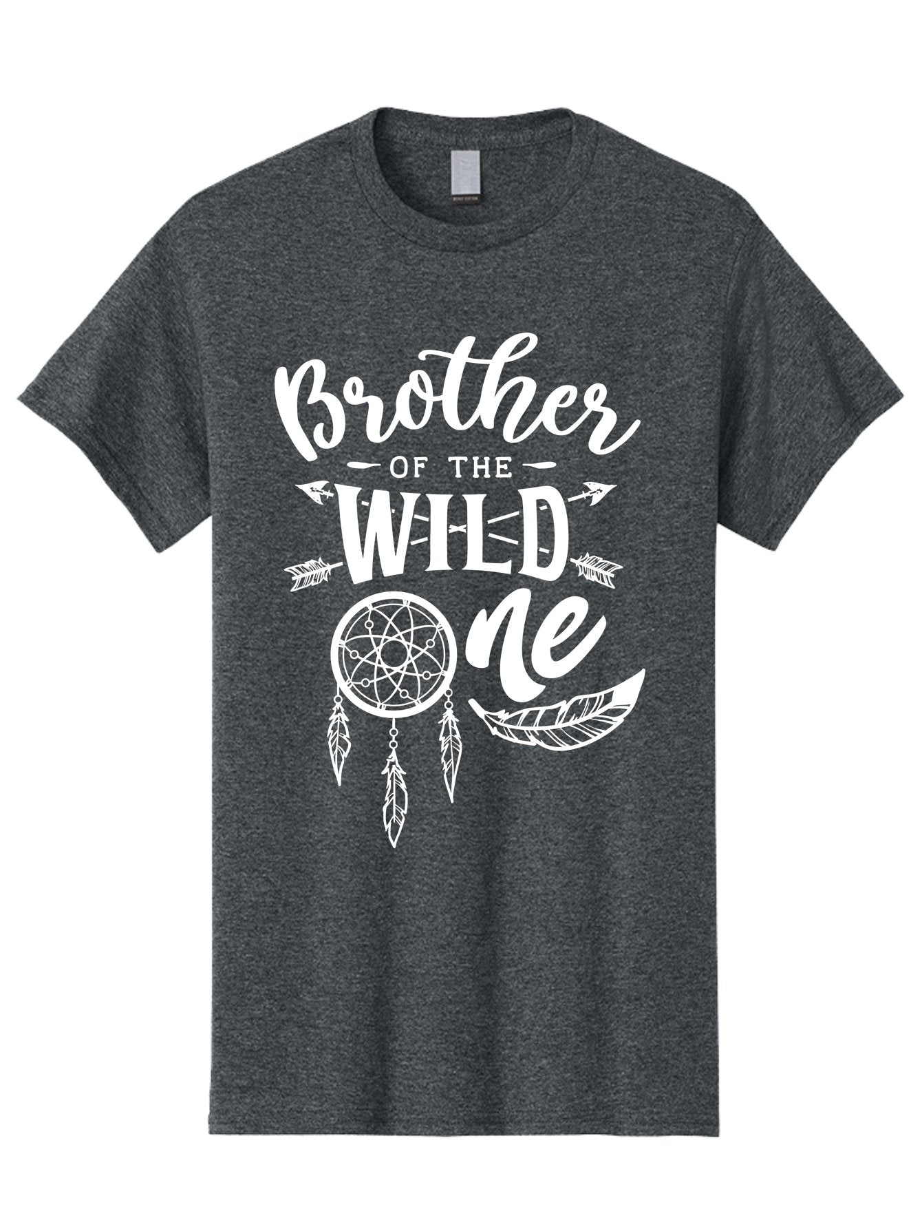 Brother Of The Wild One White Men'S Graphic Tee, 100% Cotton, Comfortable Casual Summer Wear, Machine Washable, Brother Of The Wild One, Dreamcatcher, Feathers, Bohemian Style, Tribal Design, Sibling Love, Wild Child, Sibling Pride Aae160 8