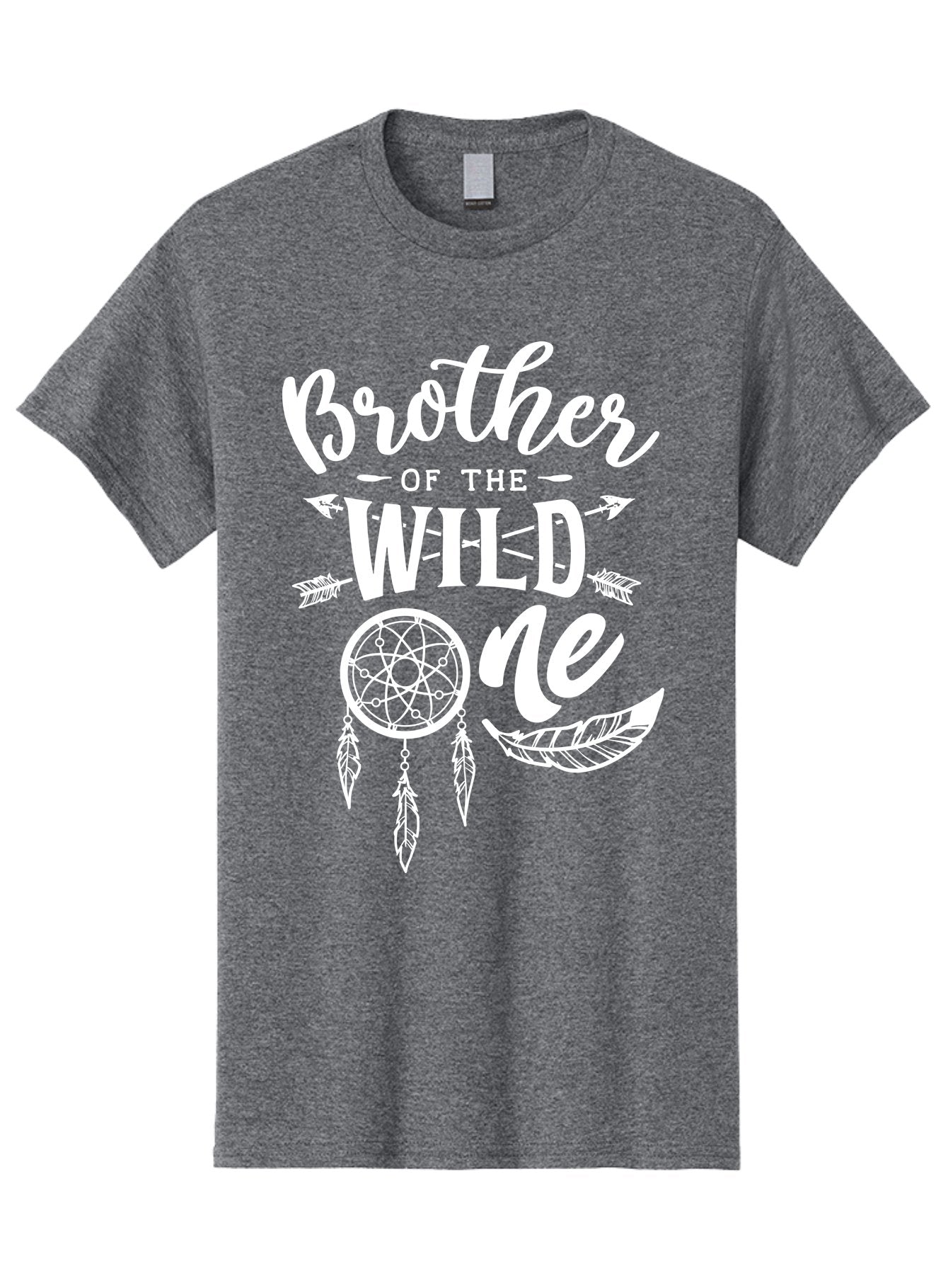 Brother Of The Wild One White Men'S Graphic Tee, 100% Cotton, Comfortable Casual Summer Wear, Machine Washable, Brother Of The Wild One, Dreamcatcher, Feathers, Bohemian Style, Tribal Design, Sibling Love, Wild Child, Sibling Pride Aae160 10