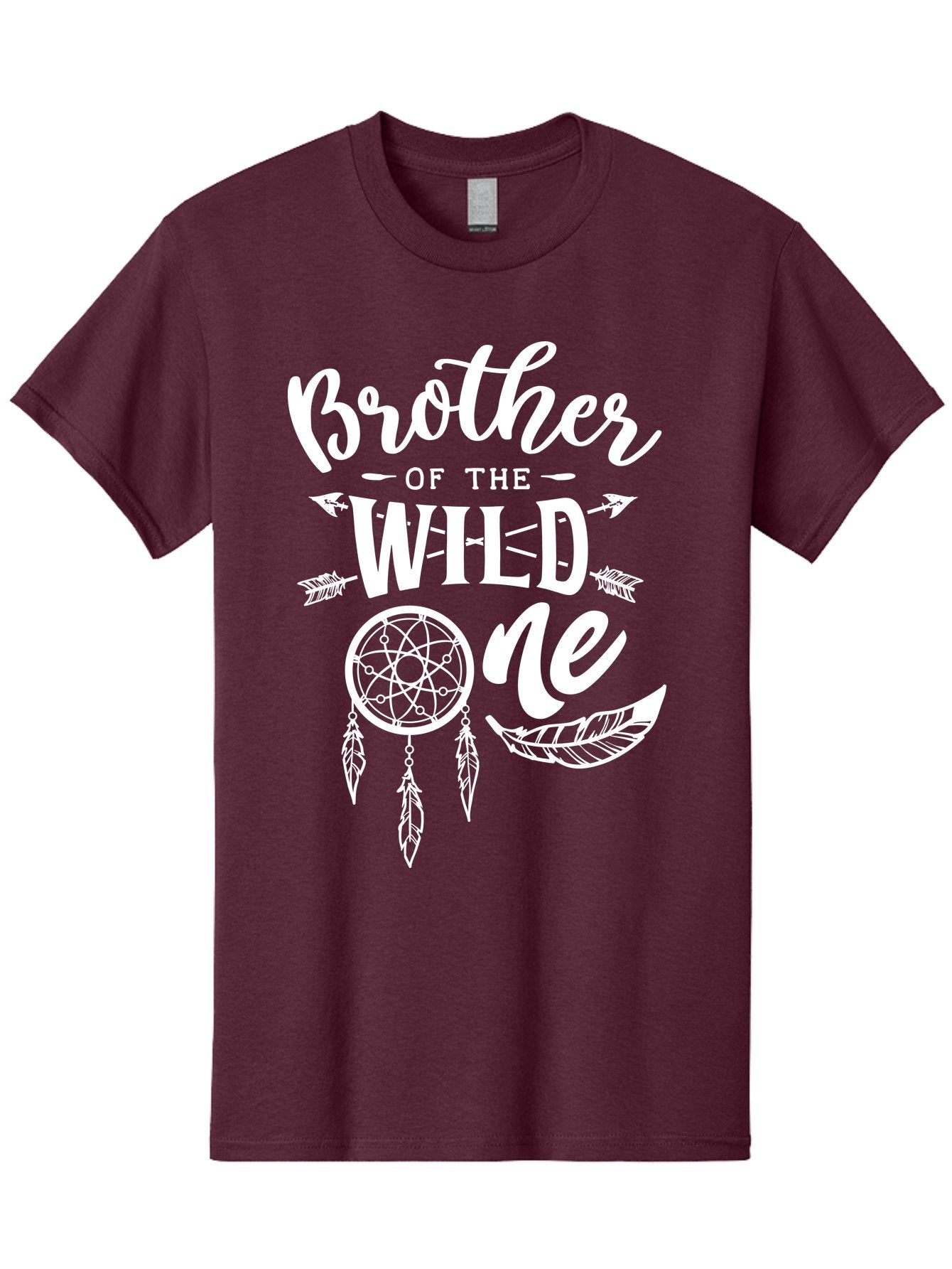 Brother Of The Wild One White Men'S Graphic Tee, 100% Cotton, Comfortable Casual Summer Wear, Machine Washable, Brother Of The Wild One, Dreamcatcher, Feathers, Bohemian Style, Tribal Design, Sibling Love, Wild Child, Sibling Pride Aae160 15