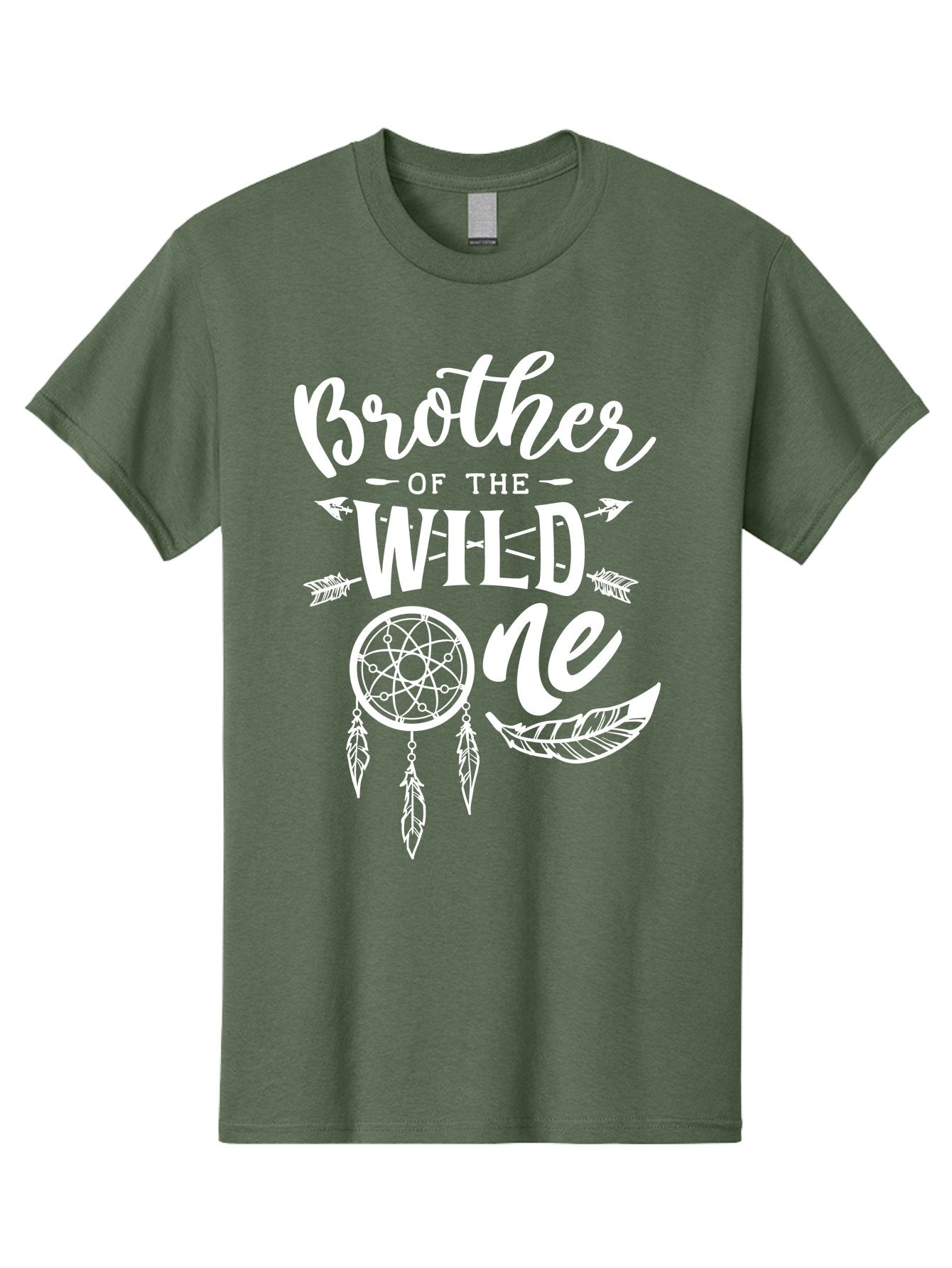 Brother Of The Wild One White Men'S Graphic Tee, 100% Cotton, Comfortable Casual Summer Wear, Machine Washable, Brother Of The Wild One, Dreamcatcher, Feathers, Bohemian Style, Tribal Design, Sibling Love, Wild Child, Sibling Pride Aae160 9
