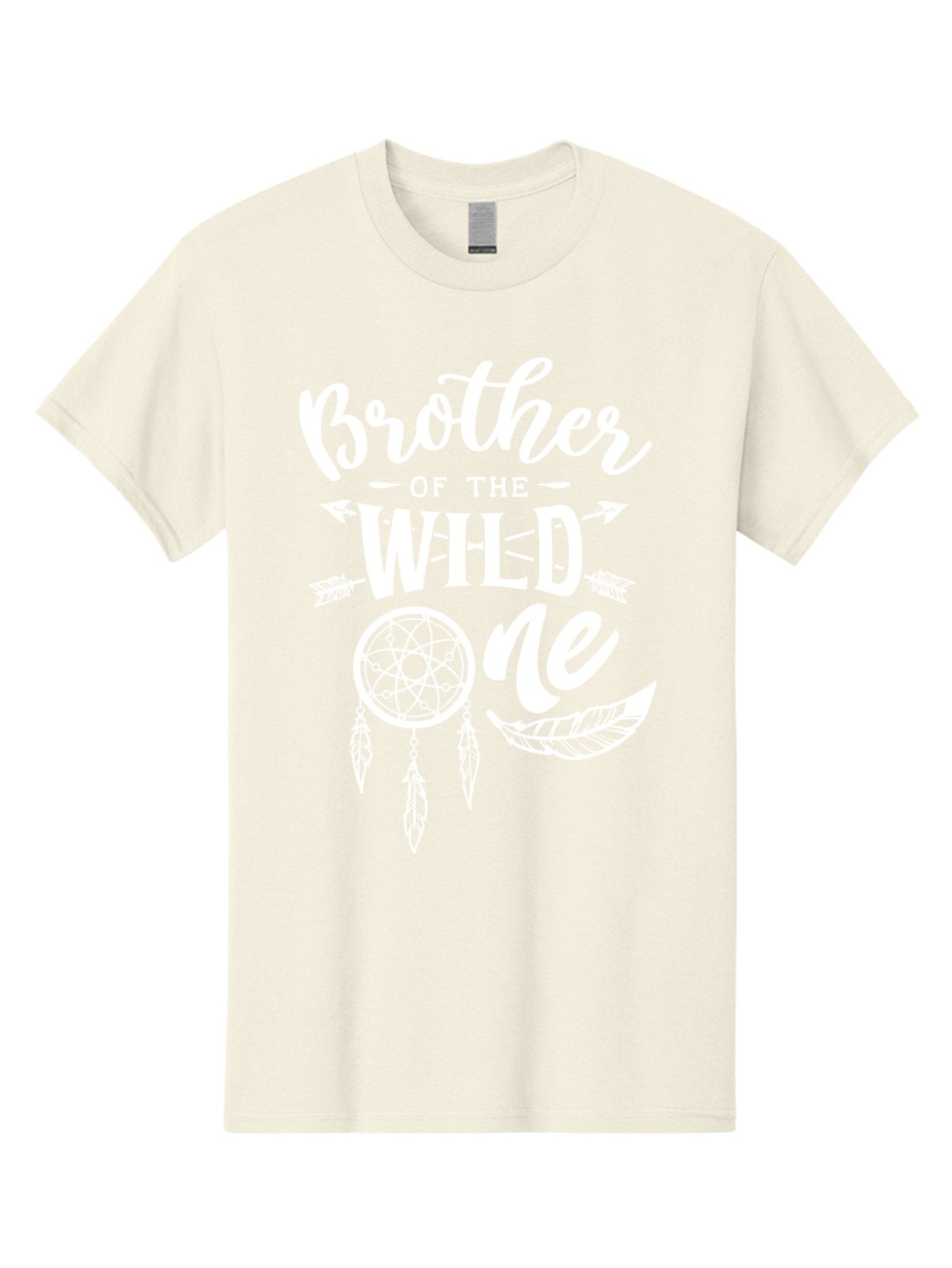 Brother Of The Wild One White Men'S Graphic Tee, 100% Cotton, Comfortable Casual Summer Wear, Machine Washable, Brother Of The Wild One, Dreamcatcher, Feathers, Bohemian Style, Tribal Design, Sibling Love, Wild Child, Sibling Pride Aae160 6