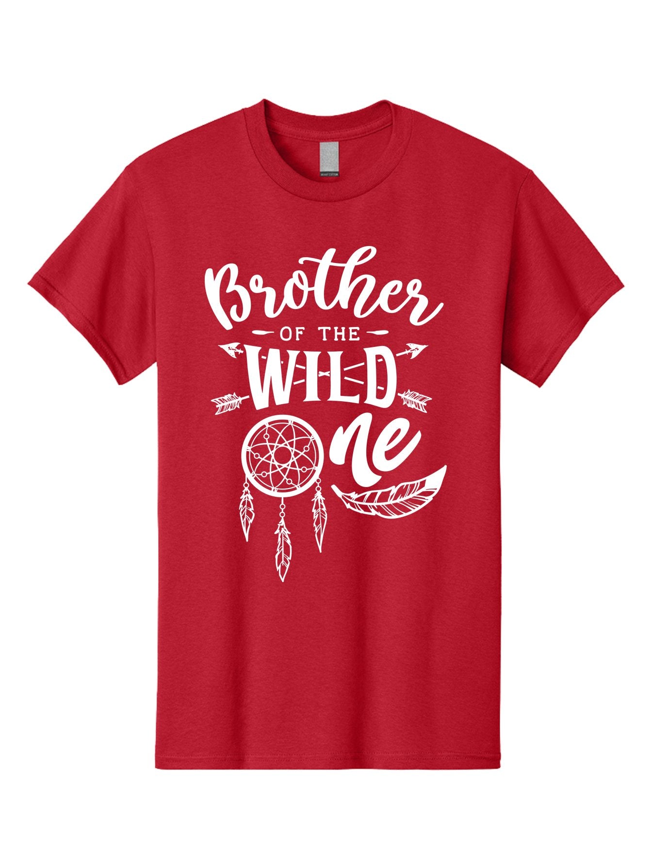 Brother Of The Wild One White Men'S Graphic Tee, 100% Cotton, Comfortable Casual Summer Wear, Machine Washable, Brother Of The Wild One, Dreamcatcher, Feathers, Bohemian Style, Tribal Design, Sibling Love, Wild Child, Sibling Pride Aae160 14