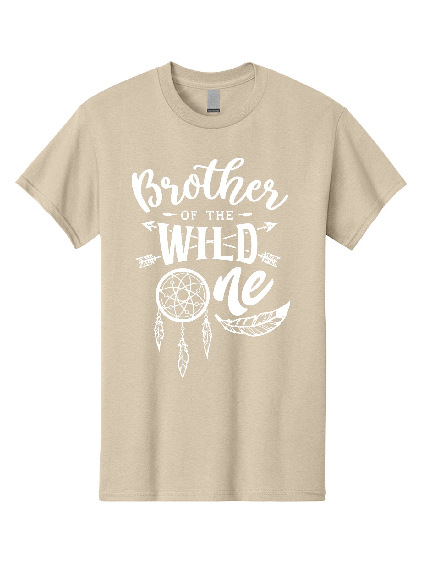 Brother Of The Wild One White Men'S Graphic Tee, 100% Cotton, Comfortable Casual Summer Wear, Machine Washable, Brother Of The Wild One, Dreamcatcher, Feathers, Bohemian Style, Tribal Design, Sibling Love, Wild Child, Sibling Pride Aae160 11