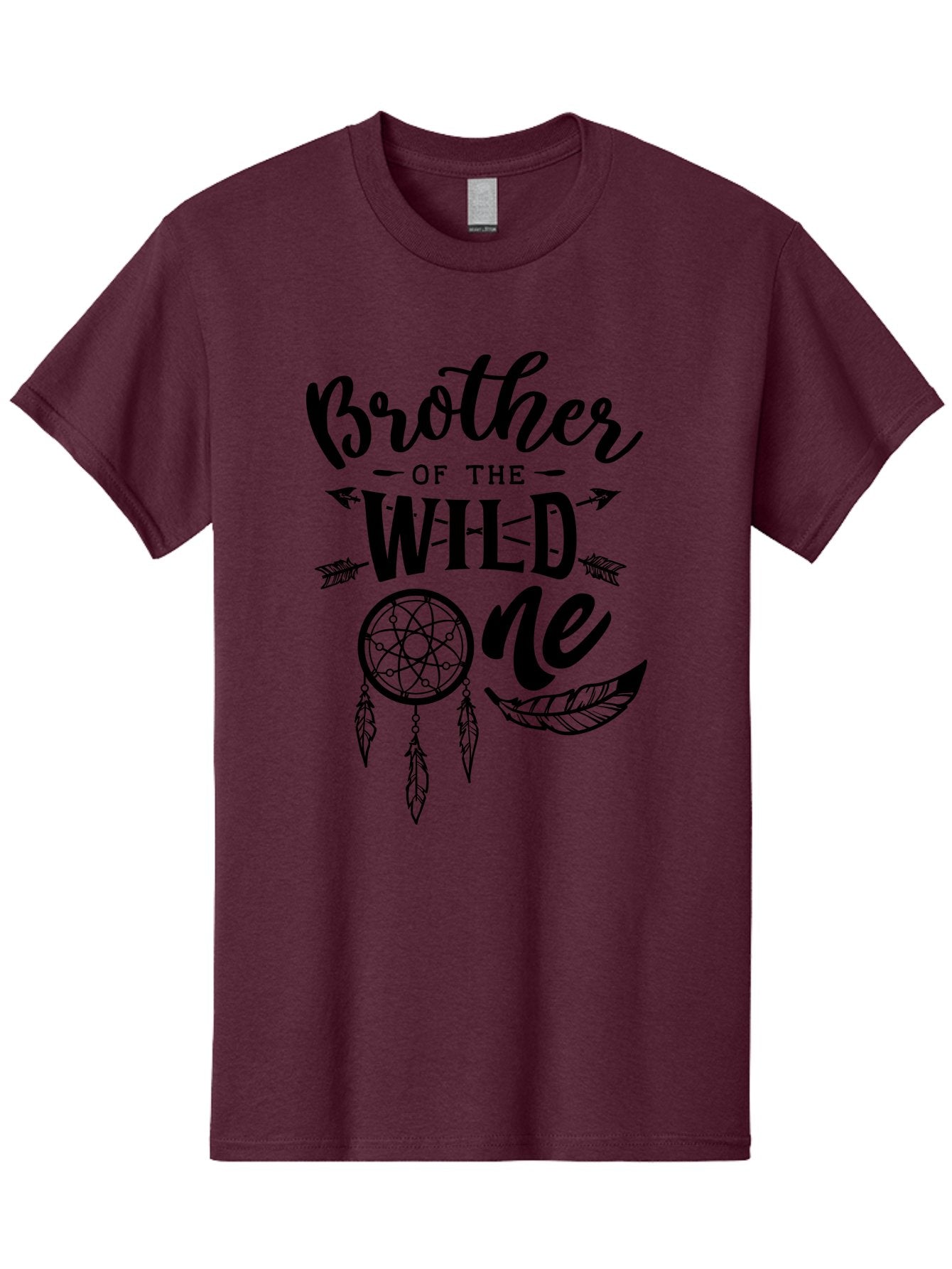 Brother Of The Wild One Men'S Graphic Tee, 100% Cotton, Comfortable Casual Summer Wear, Machine Washable, Brother Of The Wild One, Dreamcatcher, Feathers, Arrows, Bohemian Style, Sibling Love, Tribal Design, Family Bonding Aae161