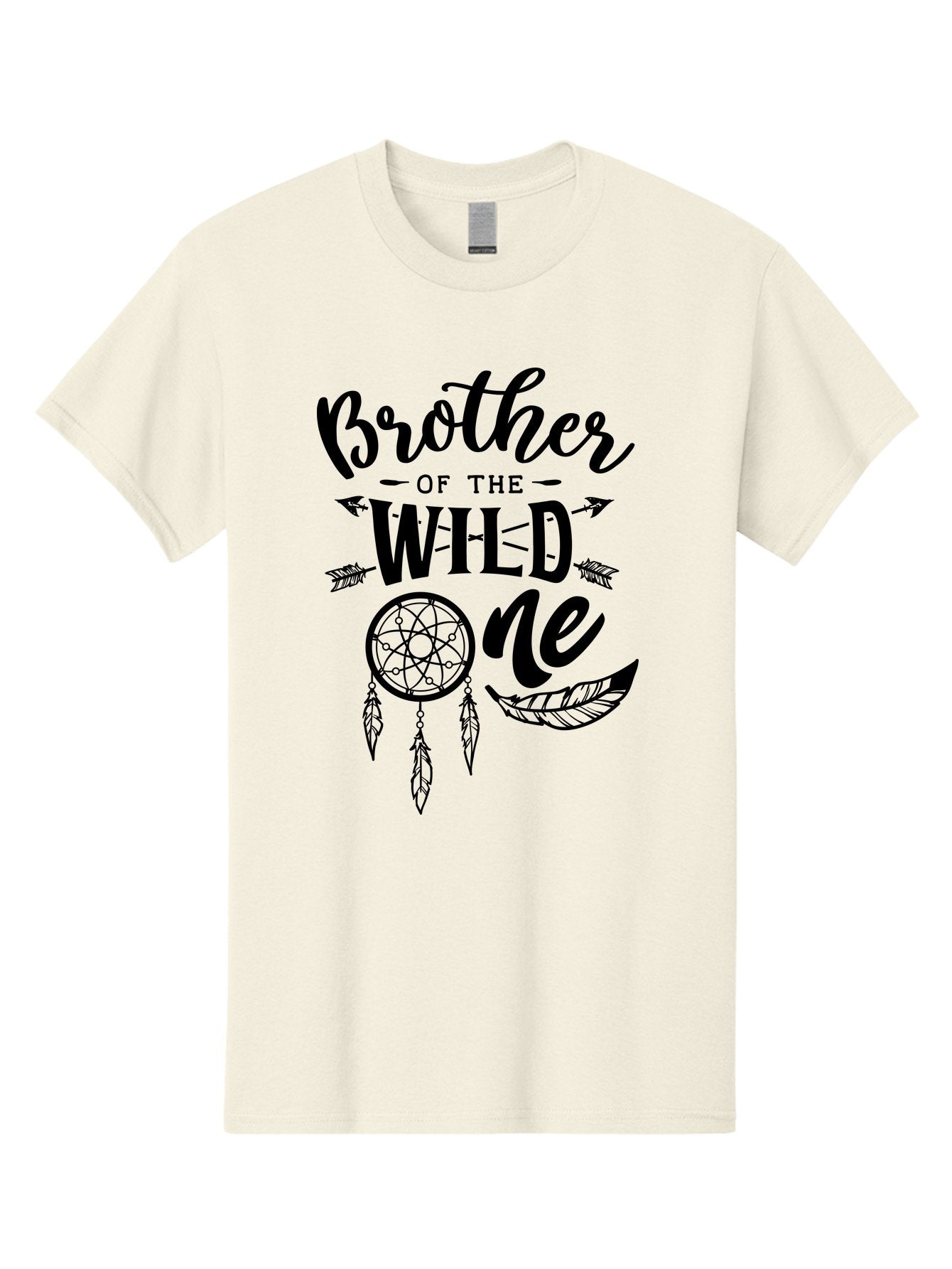 Brother Of The Wild One Men'S Graphic Tee, 100% Cotton, Comfortable Casual Summer Wear, Machine Washable, Brother Of The Wild One, Dreamcatcher, Feathers, Arrows, Bohemian Style, Sibling Love, Tribal Design, Family Bonding Aae161 12