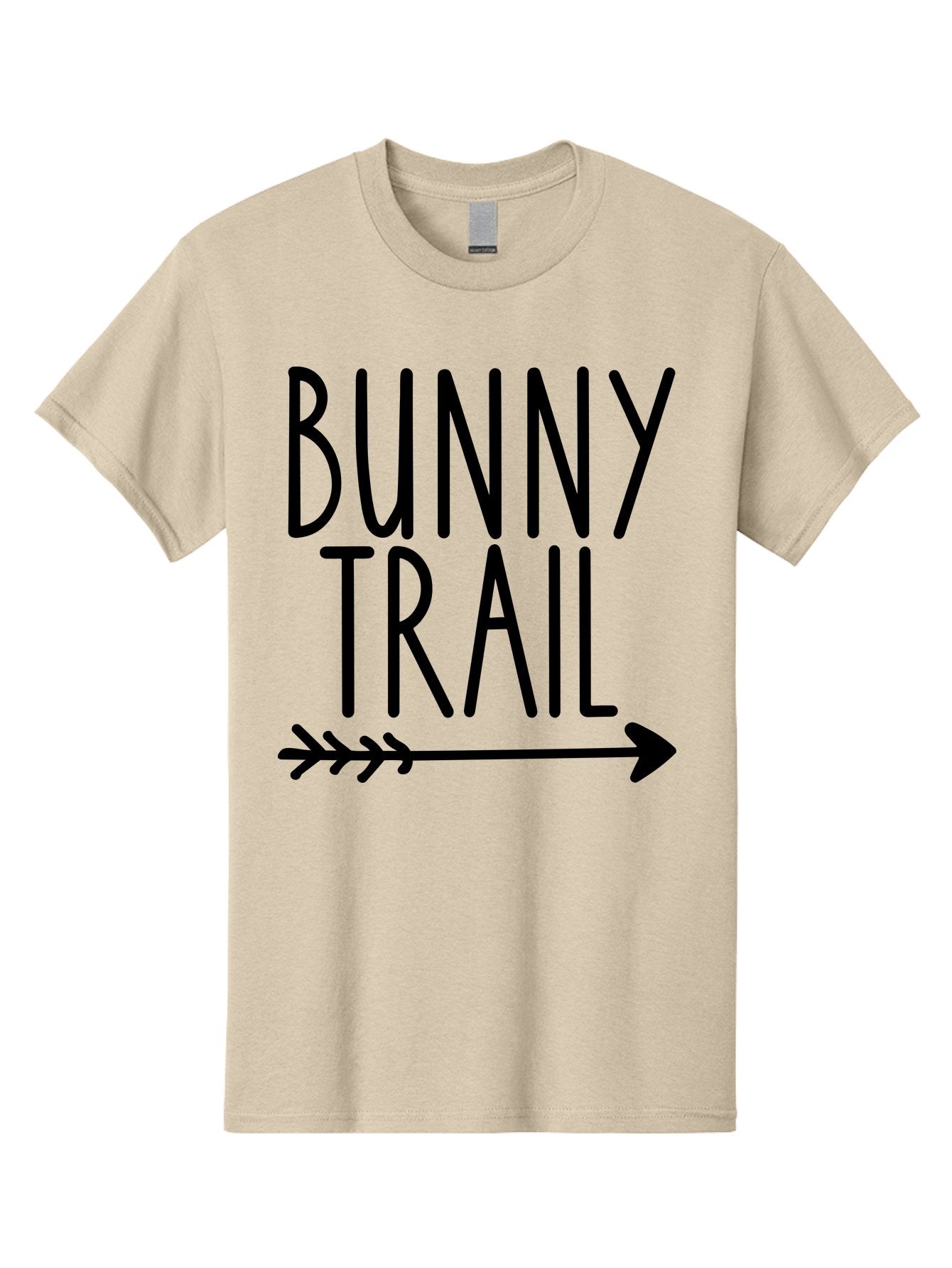 Bunny Trail This Way Men'S Graphic Tee, 100% Cotton, Comfortable Casual Summer Wear, Machine Washable, Bunny Trail, Arrow Graphic, Directional Signage, Playful Design, Whimsical Theme, Black Text, Bold Font, Graphic Illustration, Easter Theme, Aae162 10