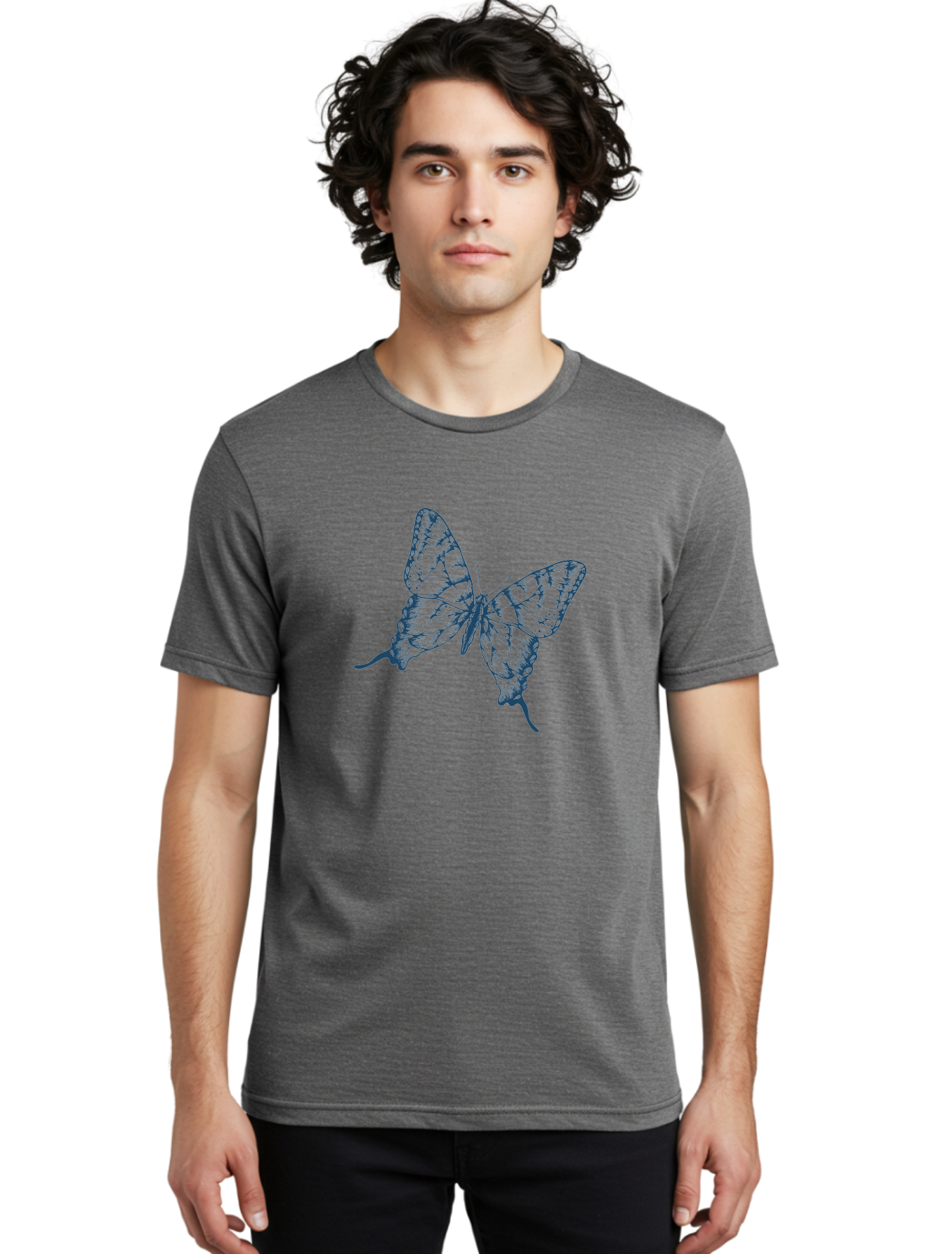 Butterfly Men'S Graphic Tee, 100% Cotton, Comfortable Casual Summer Wear, Machine Washable, Swallowtail Butterfly, Detailed Illustration, Delicate Wings, Intricate Patterns, Ornate Design, Fragile Beauty, Insect Art, Wingspan, Aae164 4