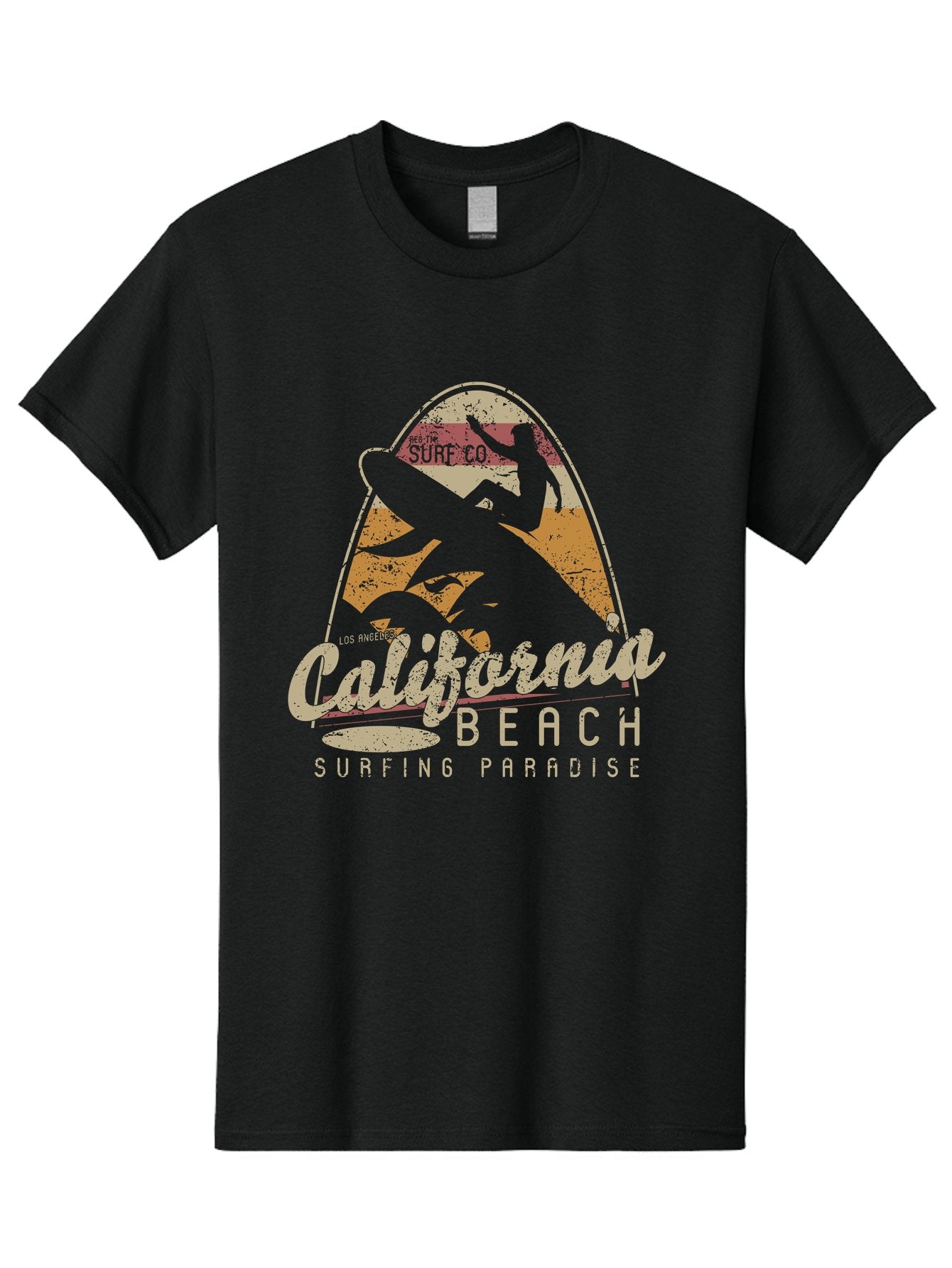 California Beach Surfing Paradise Men'S Graphic Tee, 100% Cotton, Comfortable Casual Summer Wear, Machine Washable, Surfer Riding Wave, California Beach Scene, Surfing Culture, Beach Lifestyle, Surfboard Graphic, Coastal Vibes, Paradise Found, Aae166 10