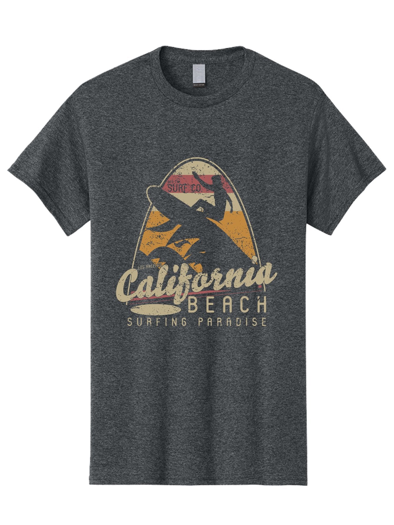 California Beach Surfing Paradise Men'S Graphic Tee, 100% Cotton, Comfortable Casual Summer Wear, Machine Washable, Surfer Riding Wave, California Beach Scene, Surfing Culture, Beach Lifestyle, Surfboard Graphic, Coastal Vibes, Paradise Found, Aae166 3