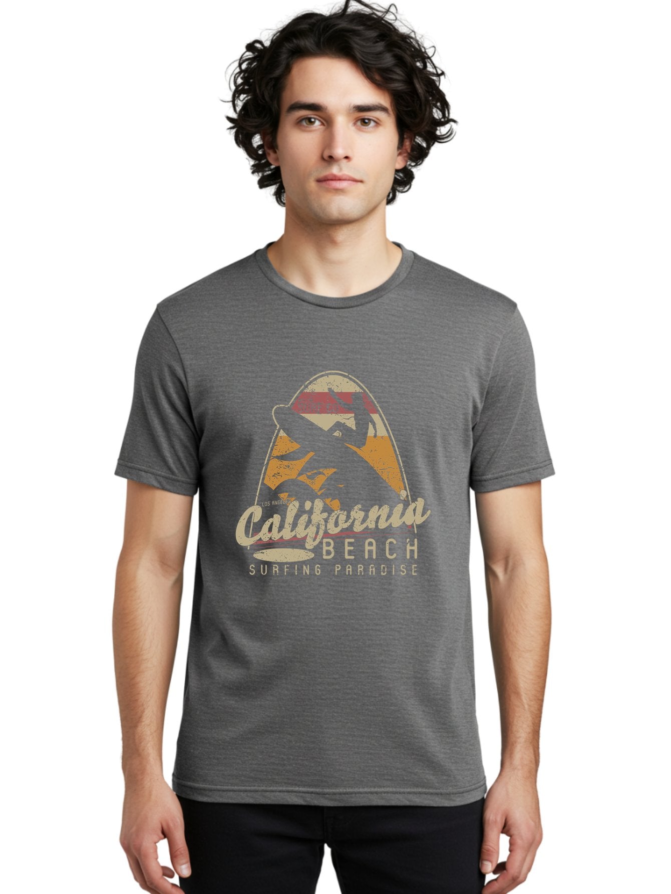 California Beach Surfing Paradise Men'S Graphic Tee, 100% Cotton, Comfortable Casual Summer Wear, Machine Washable, Surfer Riding Wave, California Beach Scene, Surfing Culture, Beach Lifestyle, Surfboard Graphic, Coastal Vibes, Paradise Found, Aae166 29