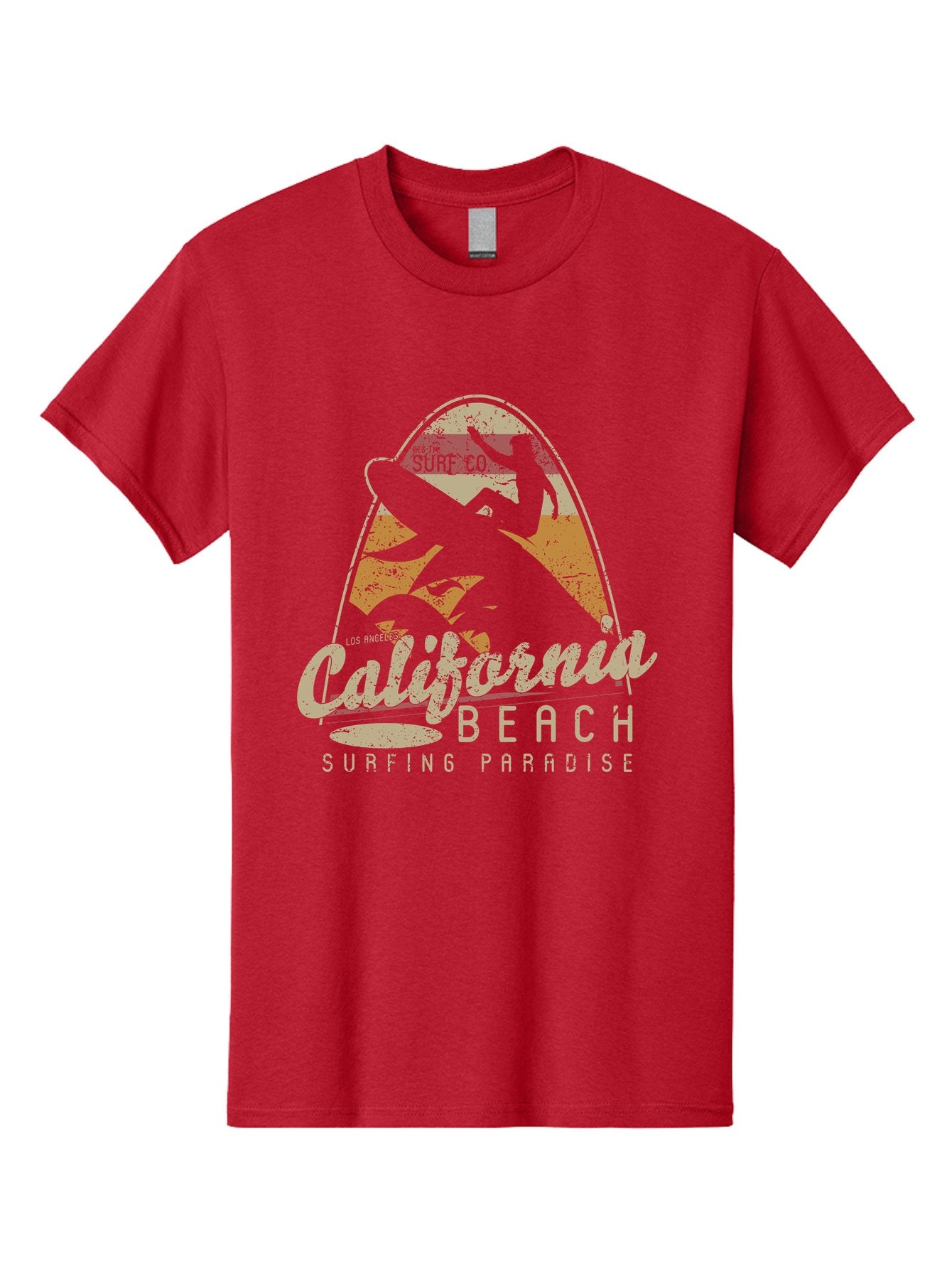 California Beach Surfing Paradise Men'S Graphic Tee, 100% Cotton, Comfortable Casual Summer Wear, Machine Washable, Surfer Riding Wave, California Beach Scene, Surfing Culture, Beach Lifestyle, Surfboard Graphic, Coastal Vibes, Paradise Found, Aae166 7