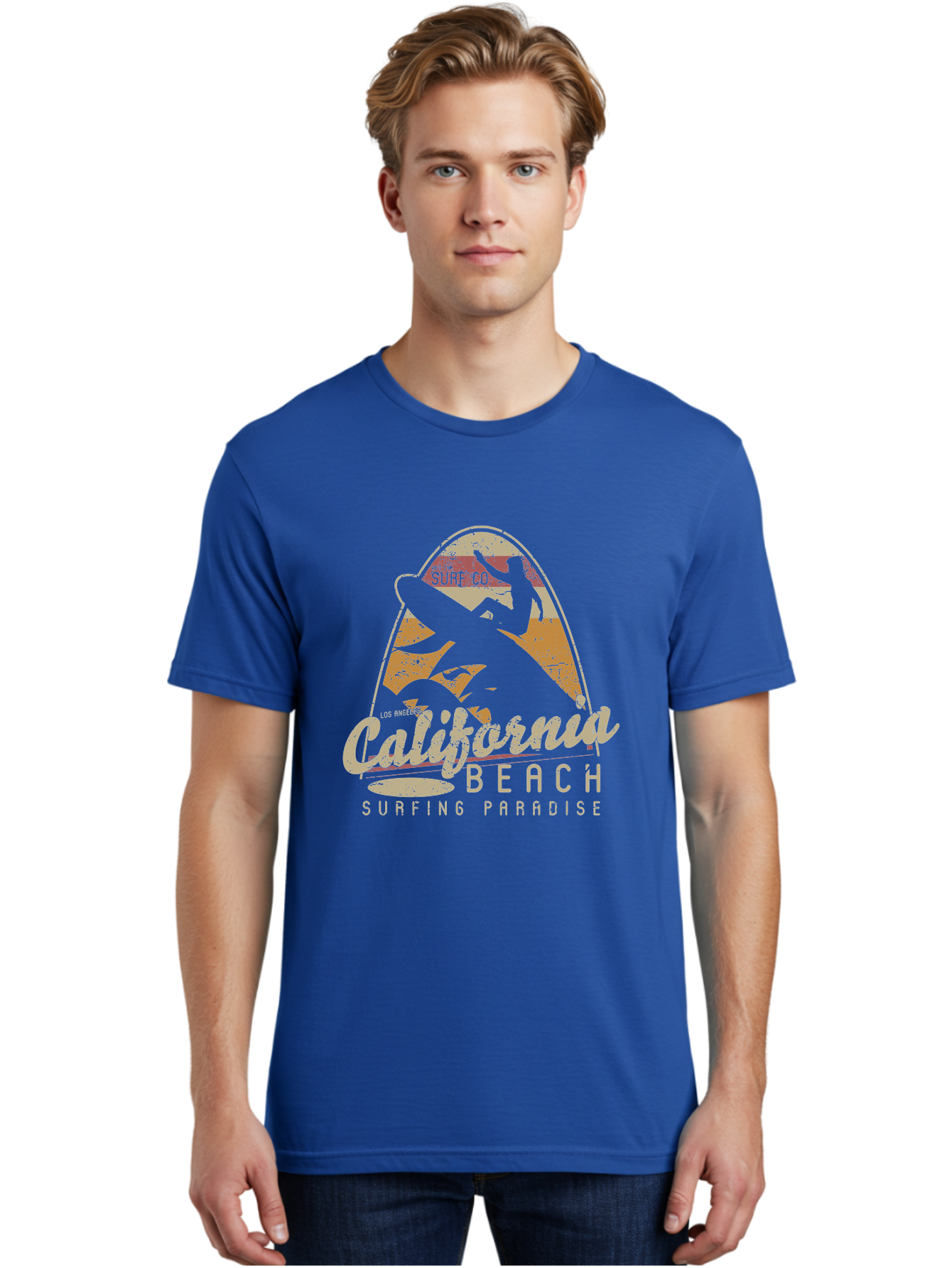 California Beach Surfing Paradise Men'S Graphic Tee, 100% Cotton, Comfortable Casual Summer Wear, Machine Washable, Surfer Riding Wave, California Beach Scene, Surfing Culture, Beach Lifestyle, Surfboard Graphic, Coastal Vibes, Paradise Found, Aae166 30