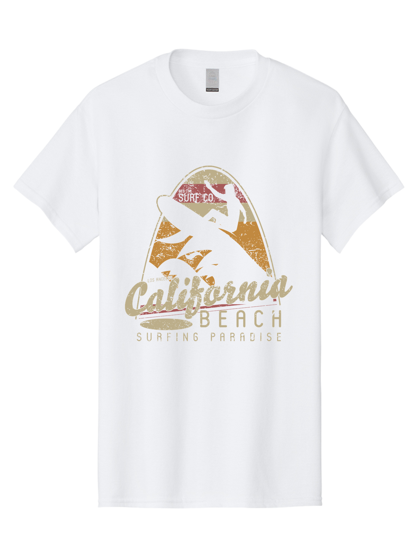 California Beach Surfing Paradise Men'S Graphic Tee, 100% Cotton, Comfortable Casual Summer Wear, Machine Washable, Surfer Riding Wave, California Beach Scene, Surfing Culture, Beach Lifestyle, Surfboard Graphic, Coastal Vibes, Paradise Found, Aae166