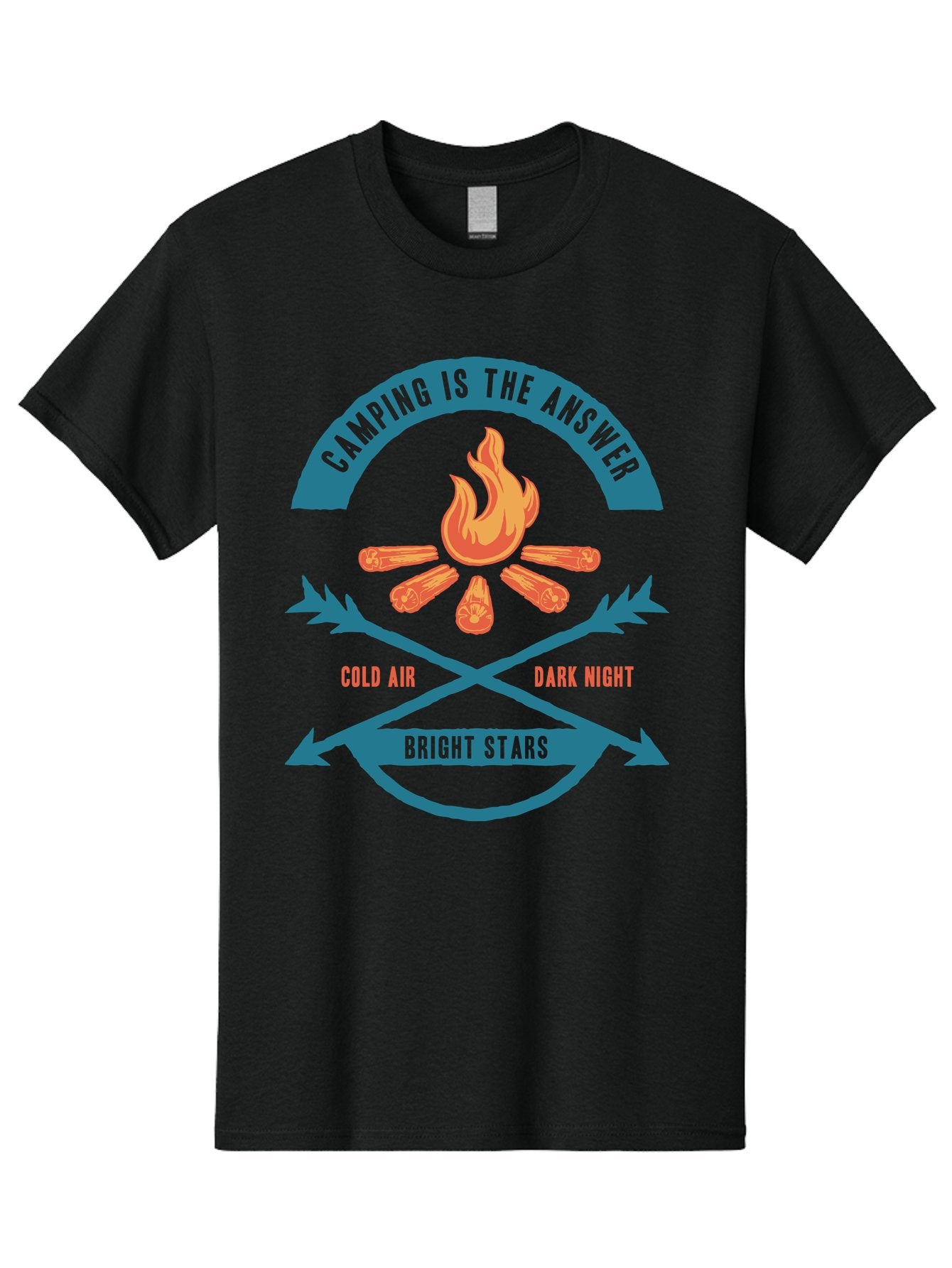 Camping Is The Answer Men'S Graphic Tee, 100% Cotton, Comfortable Casual Summer Wear, Machine Washable, Camping Adventure, Outdoor Recreation, Campfire, Camping Trip, Wilderness Exploration, Nature Escape, Outdoor Enthusiasts Aae168