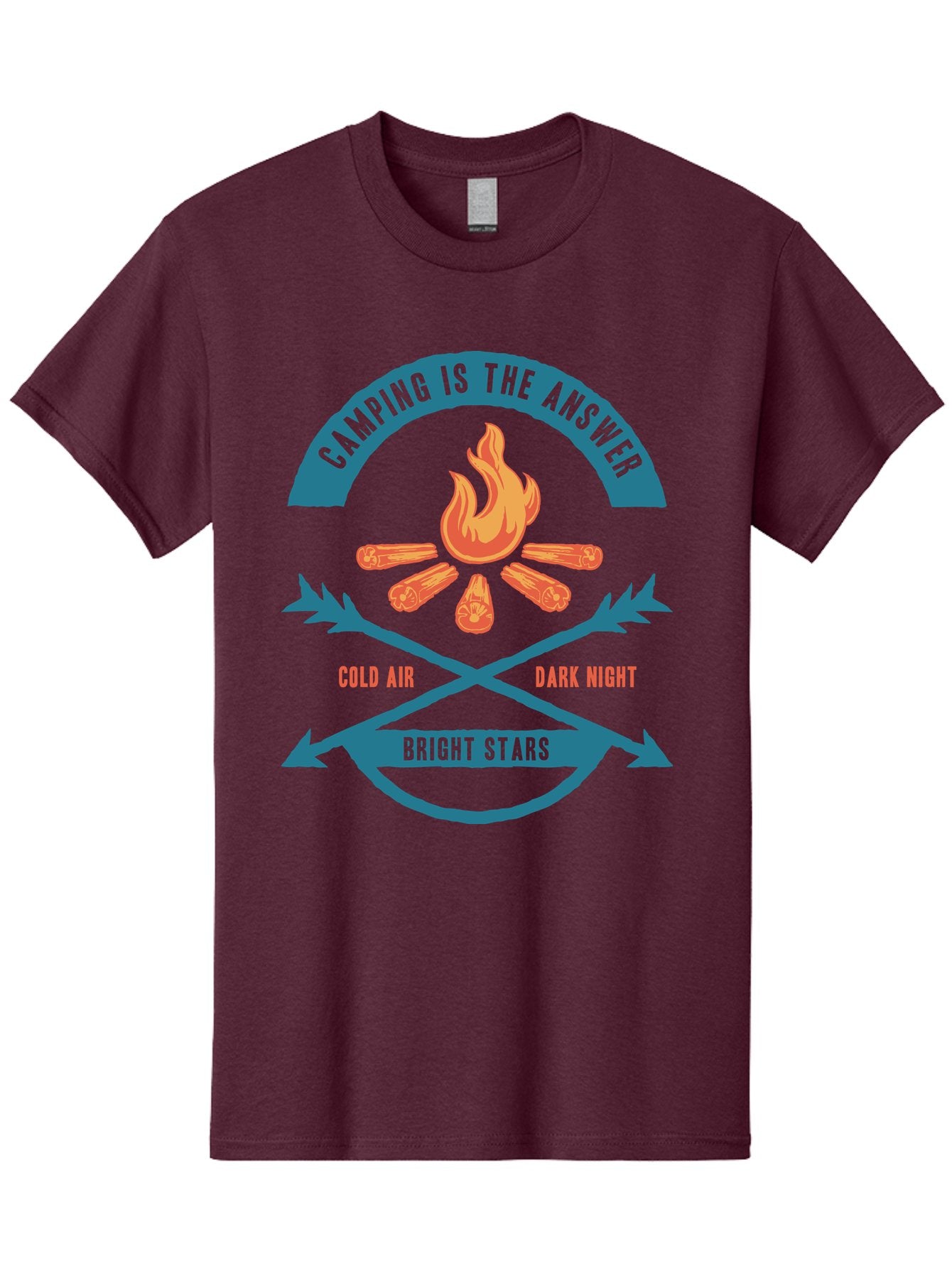 Camping Is The Answer Men'S Graphic Tee, 100% Cotton, Comfortable Casual Summer Wear, Machine Washable, Camping Adventure, Outdoor Recreation, Campfire, Camping Trip, Wilderness Exploration, Nature Escape, Outdoor Enthusiasts Aae168 5
