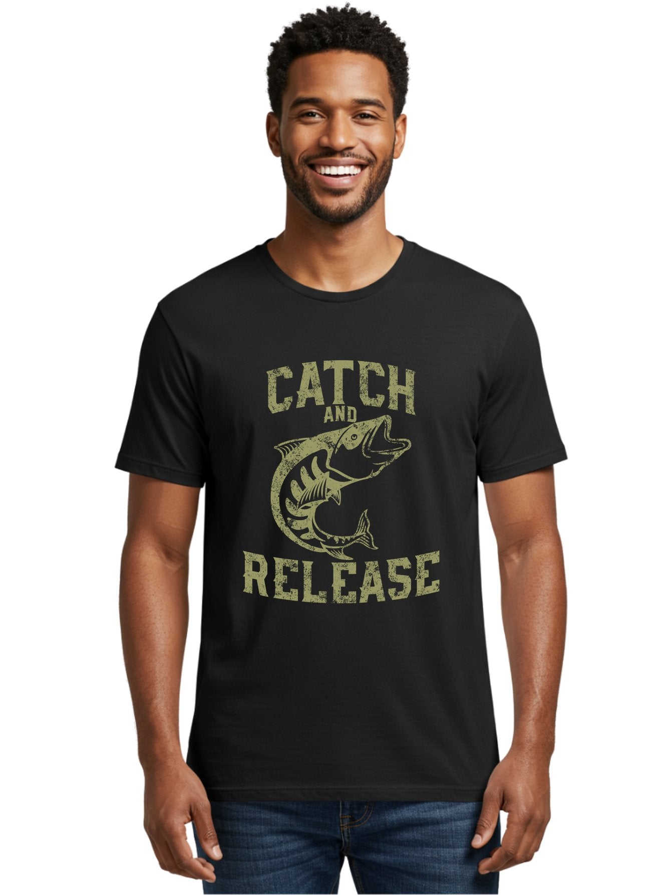 Catch And Release -Men Men'S Graphic Tee, 100% Cotton, Comfortable Casual Summer Wear, Machine Washable, Fishing, Outdoor Activity, Conservation Effort, Recreational Fishing, Catch And Release, Fish Illustration, Nature Preservation Aae169 29