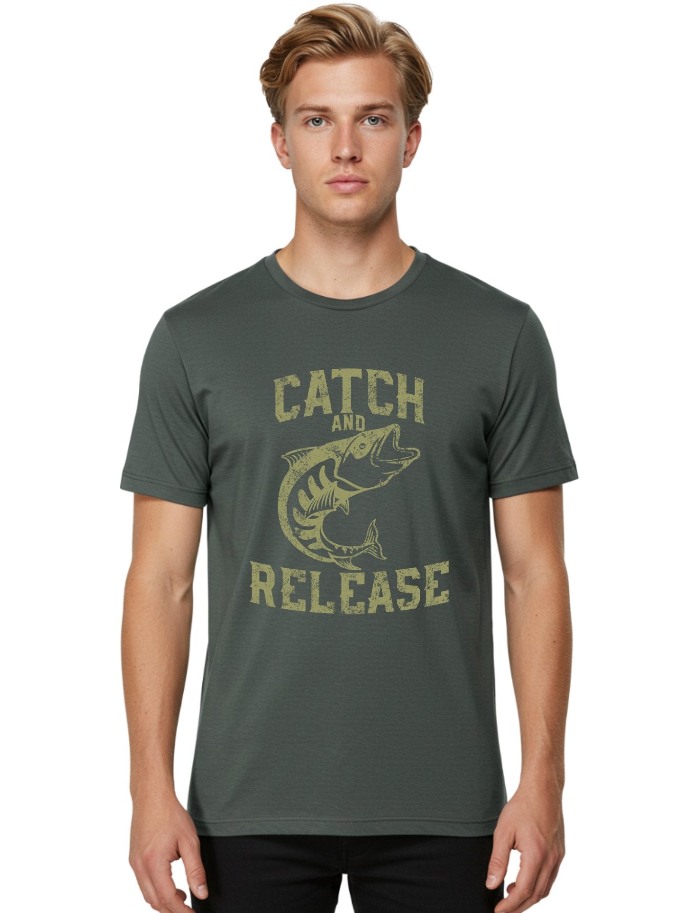 Catch And Release -Men Men'S Graphic Tee, 100% Cotton, Comfortable Casual Summer Wear, Machine Washable, Fishing, Outdoor Activity, Conservation Effort, Recreational Fishing, Catch And Release, Fish Illustration, Nature Preservation Aae169 22