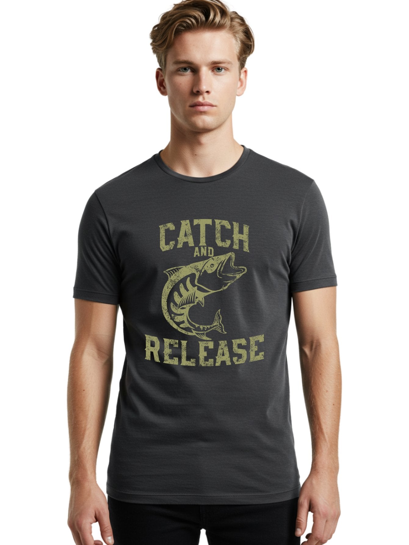 Catch And Release -Men Men'S Graphic Tee, 100% Cotton, Comfortable Casual Summer Wear, Machine Washable, Fishing, Outdoor Activity, Conservation Effort, Recreational Fishing, Catch And Release, Fish Illustration, Nature Preservation Aae169 21