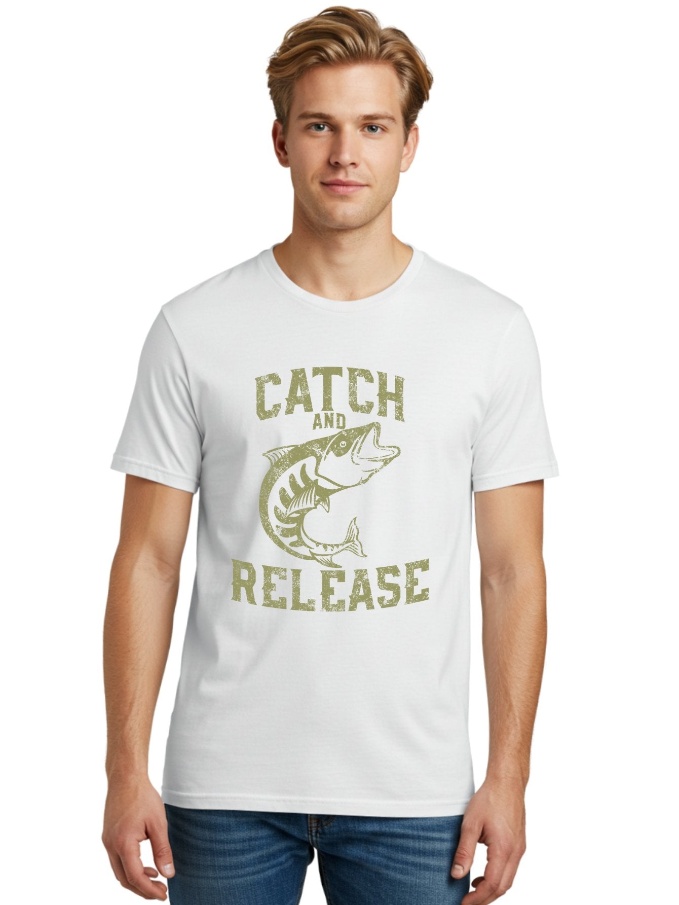 Catch And Release -Men Men'S Graphic Tee, 100% Cotton, Comfortable Casual Summer Wear, Machine Washable, Fishing, Outdoor Activity, Conservation Effort, Recreational Fishing, Catch And Release, Fish Illustration, Nature Preservation Aae169 20