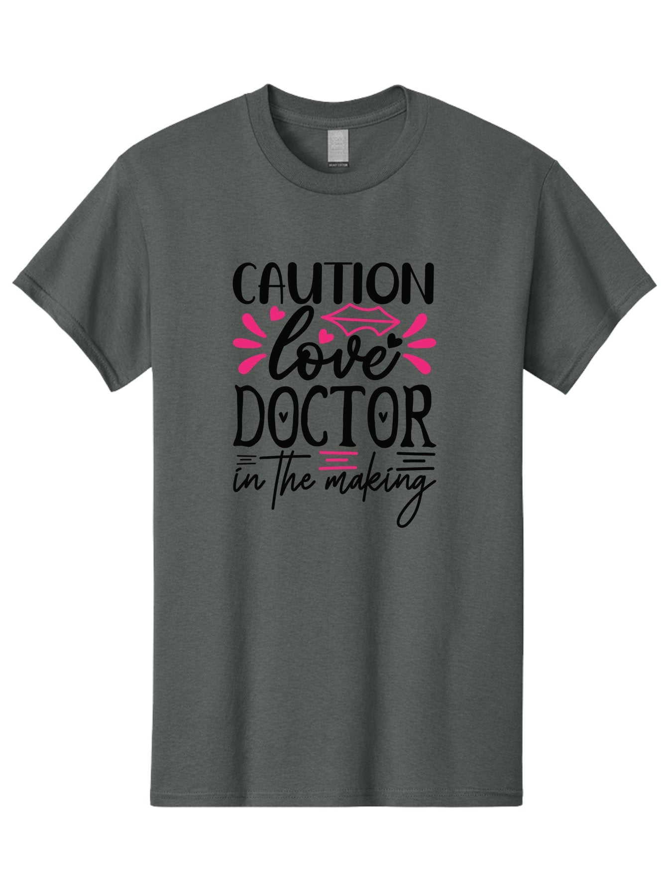 Caution Love Doctor In The Making Men'S Graphic Tee, 100% Cotton, Comfortable Casual Summer Wear, Machine Washable, Funny Quote, Cute Design, Medical Humor, Doctor In Training, Love Doctor, Funny Medical Quote, Quirky Medical Humor, Aae171 5