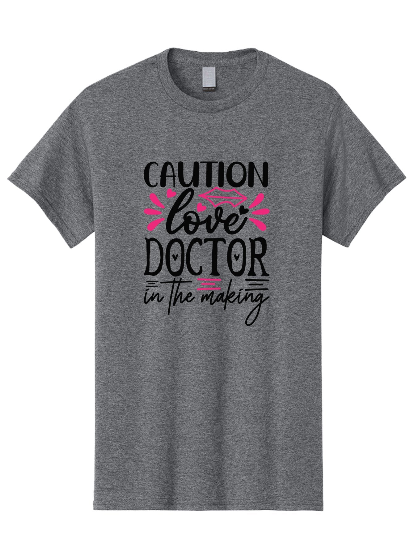 Caution Love Doctor In The Making Men'S Graphic Tee, 100% Cotton, Comfortable Casual Summer Wear, Machine Washable, Funny Quote, Cute Design, Medical Humor, Doctor In Training, Love Doctor, Funny Medical Quote, Quirky Medical Humor, Aae171 7