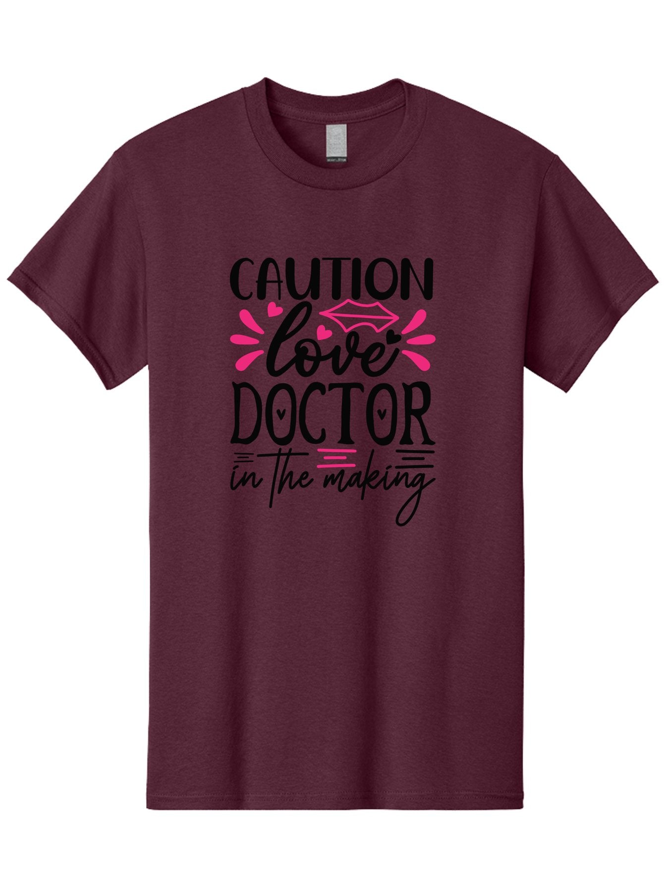 Caution Love Doctor In The Making Men'S Graphic Tee, 100% Cotton, Comfortable Casual Summer Wear, Machine Washable, Funny Quote, Cute Design, Medical Humor, Doctor In Training, Love Doctor, Funny Medical Quote, Quirky Medical Humor, Aae171 3