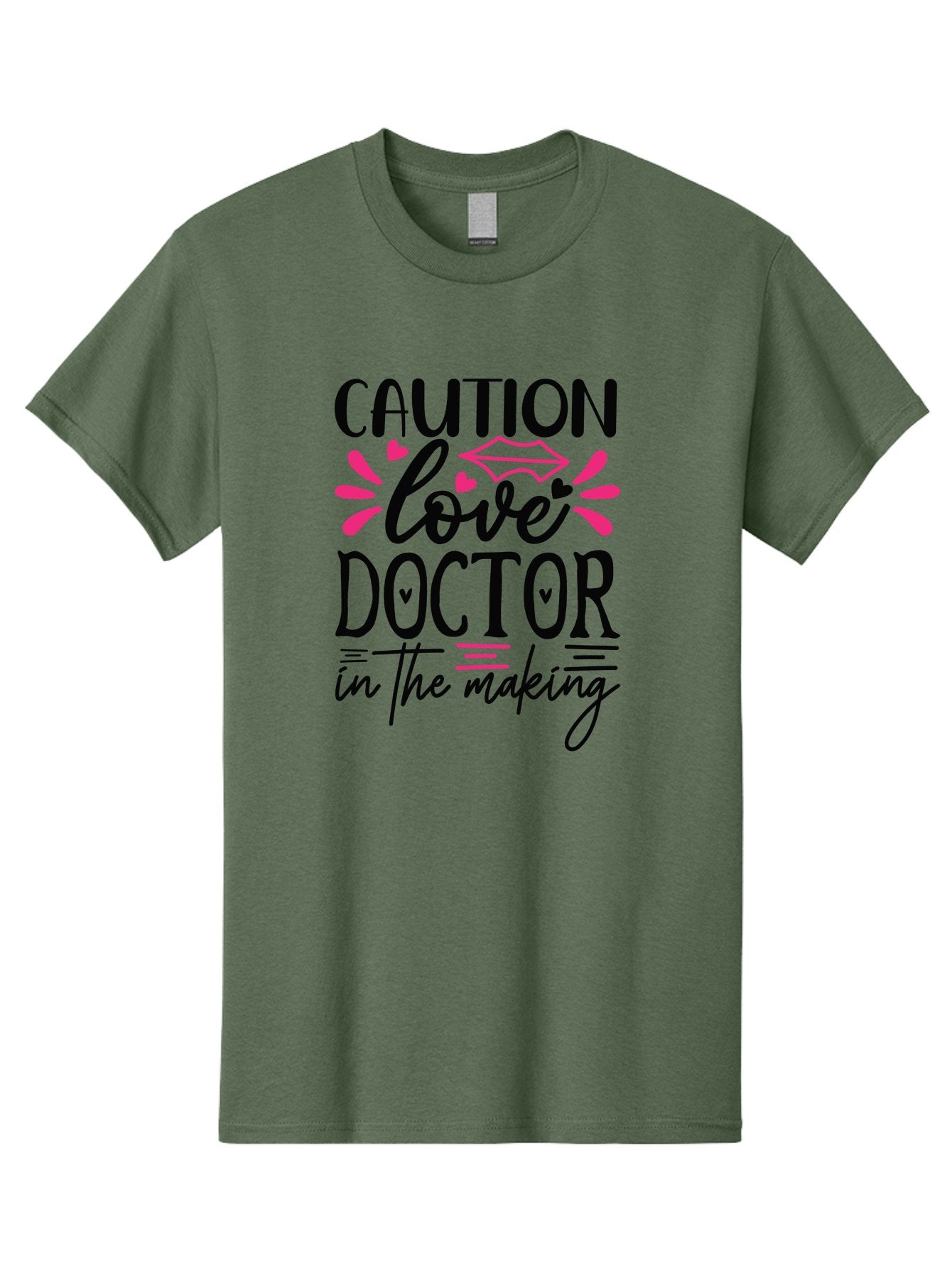 Caution Love Doctor In The Making Men'S Graphic Tee, 100% Cotton, Comfortable Casual Summer Wear, Machine Washable, Funny Quote, Cute Design, Medical Humor, Doctor In Training, Love Doctor, Funny Medical Quote, Quirky Medical Humor, Aae171 9