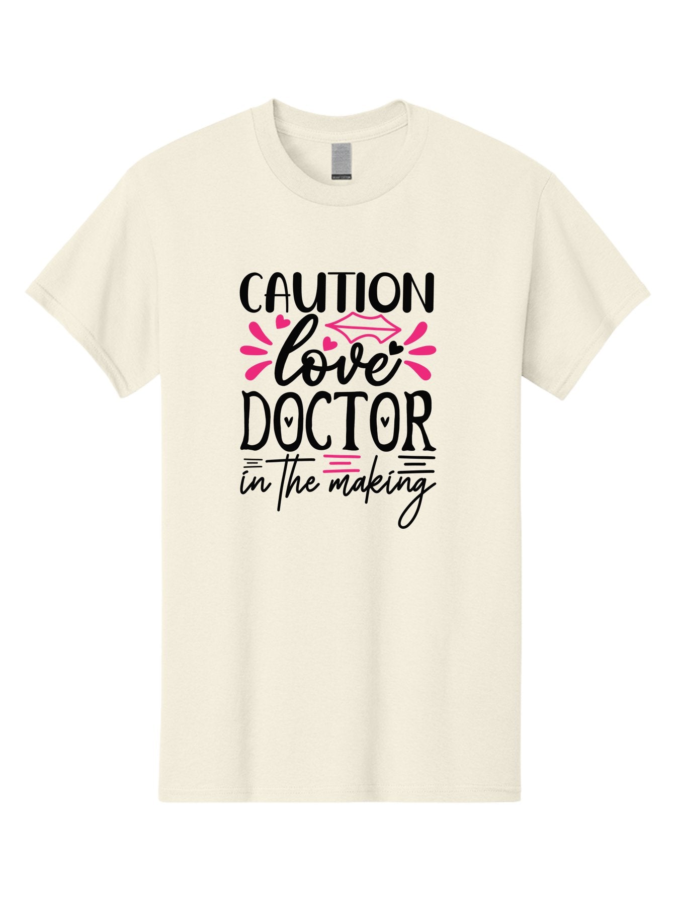 Caution Love Doctor In The Making Men'S Graphic Tee, 100% Cotton, Comfortable Casual Summer Wear, Machine Washable, Funny Quote, Cute Design, Medical Humor, Doctor In Training, Love Doctor, Funny Medical Quote, Quirky Medical Humor, Aae171 8