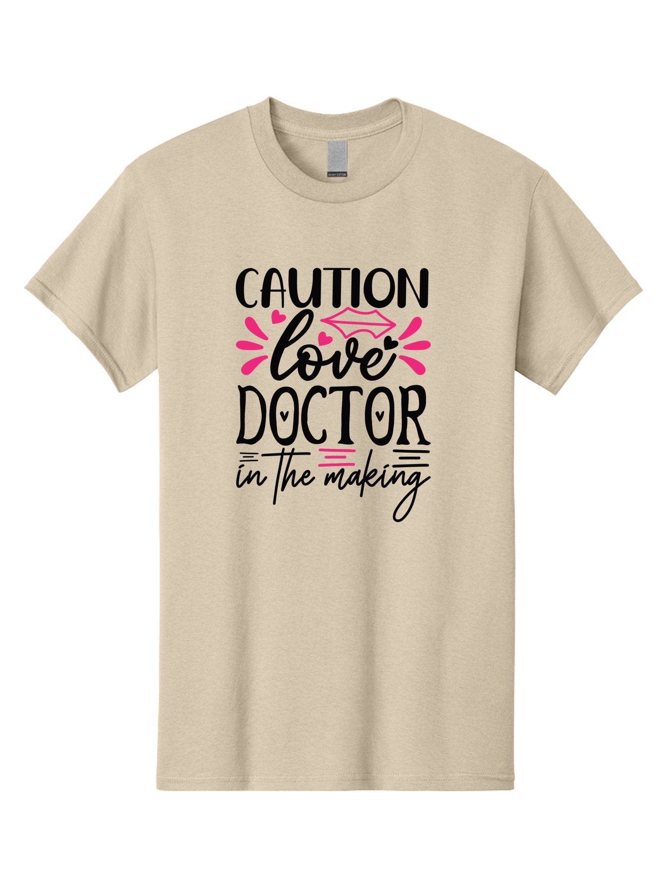 Caution Love Doctor In The Making Men'S Graphic Tee, 100% Cotton, Comfortable Casual Summer Wear, Machine Washable, Funny Quote, Cute Design, Medical Humor, Doctor In Training, Love Doctor, Funny Medical Quote, Quirky Medical Humor, Aae171 11