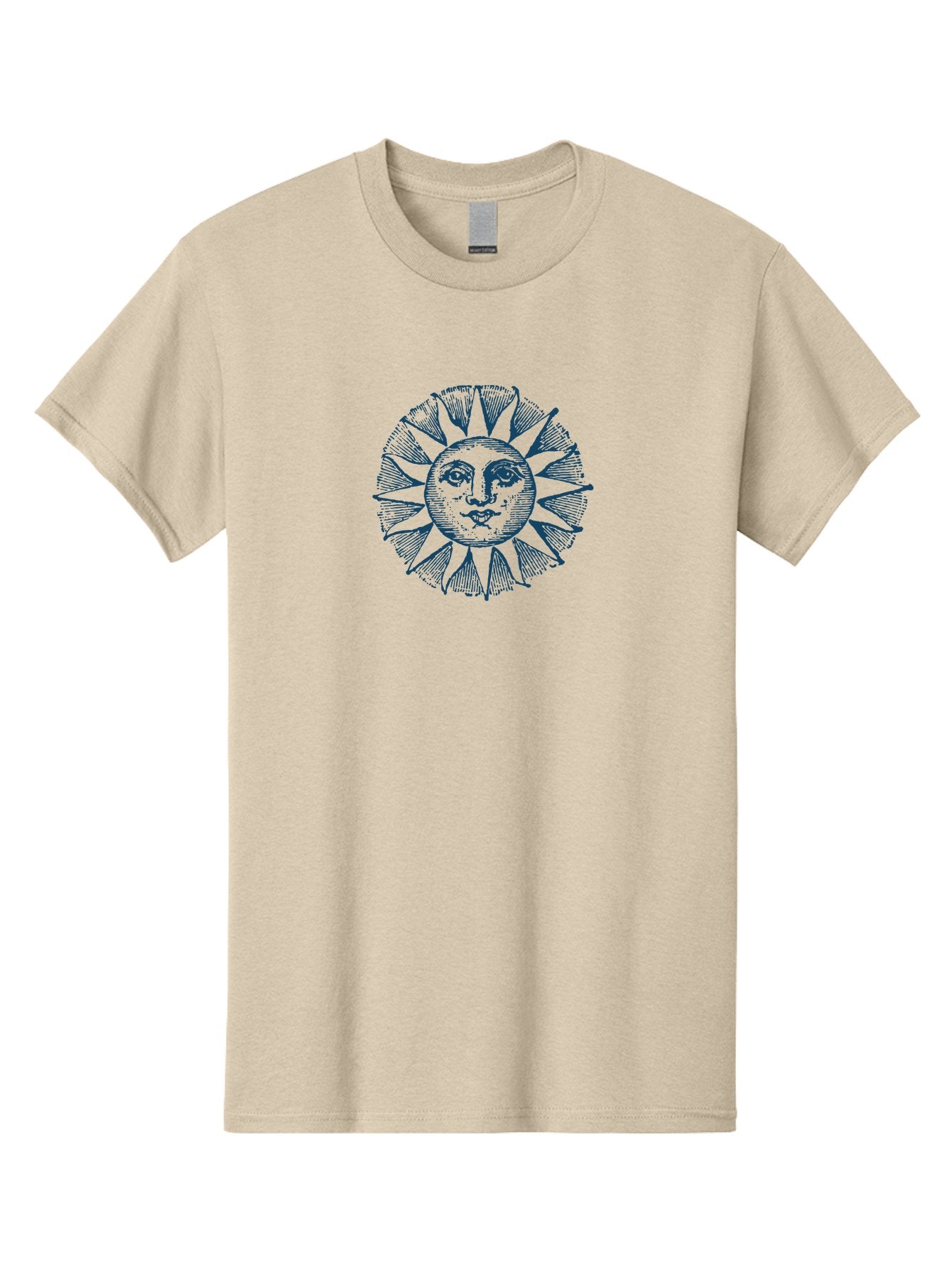 Celestial Sun Face Men'S Graphic Tee, 100% Cotton, Comfortable Casual Summer Wear, Machine Washable, Vintage Sun Illustration, Celestial Body, Retro Style, Mystic Symbol, Face In The Sun, Abstract Art, Symbolism, Mystical Themes, Aae174 11