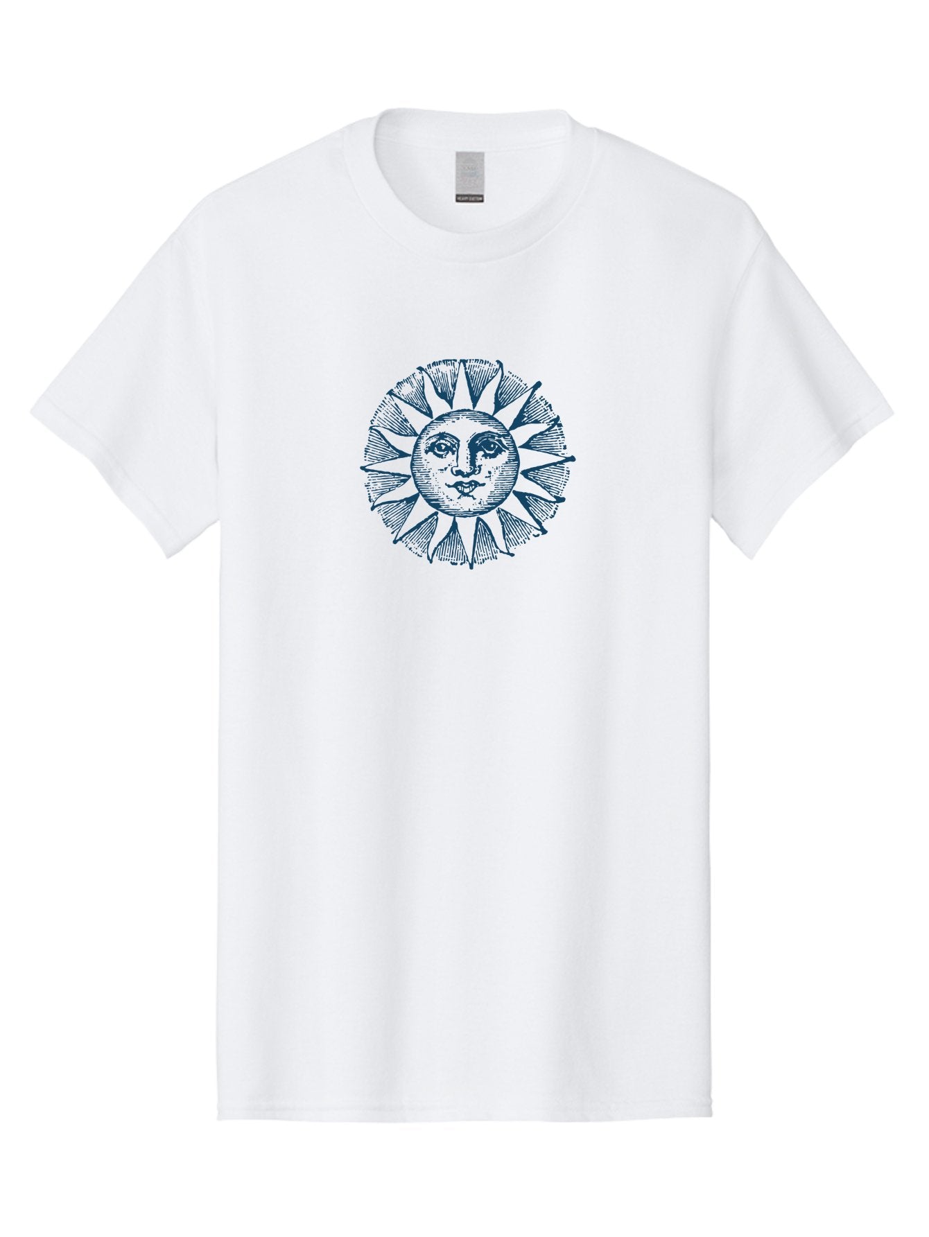 Celestial Sun Face Men'S Graphic Tee, 100% Cotton, Comfortable Casual Summer Wear, Machine Washable, Vintage Sun Illustration, Celestial Body, Retro Style, Mystic Symbol, Face In The Sun, Abstract Art, Symbolism, Mystical Themes, Aae174 3