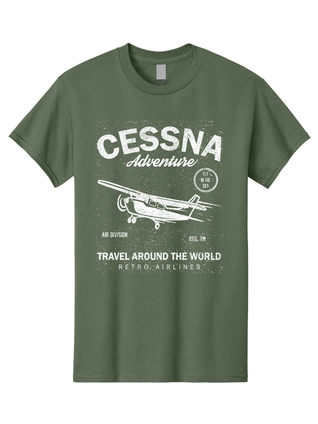Cessna Distressed -Men Men'S Graphic Tee, 100% Cotton, Comfortable Casual Summer Wear, Machine Washable, Cessna Airplane, Adventure Travel, Retro Airlines, Fly In The Sky, Air Division, Travel Around The World, Vintage Aviation Aae175 25