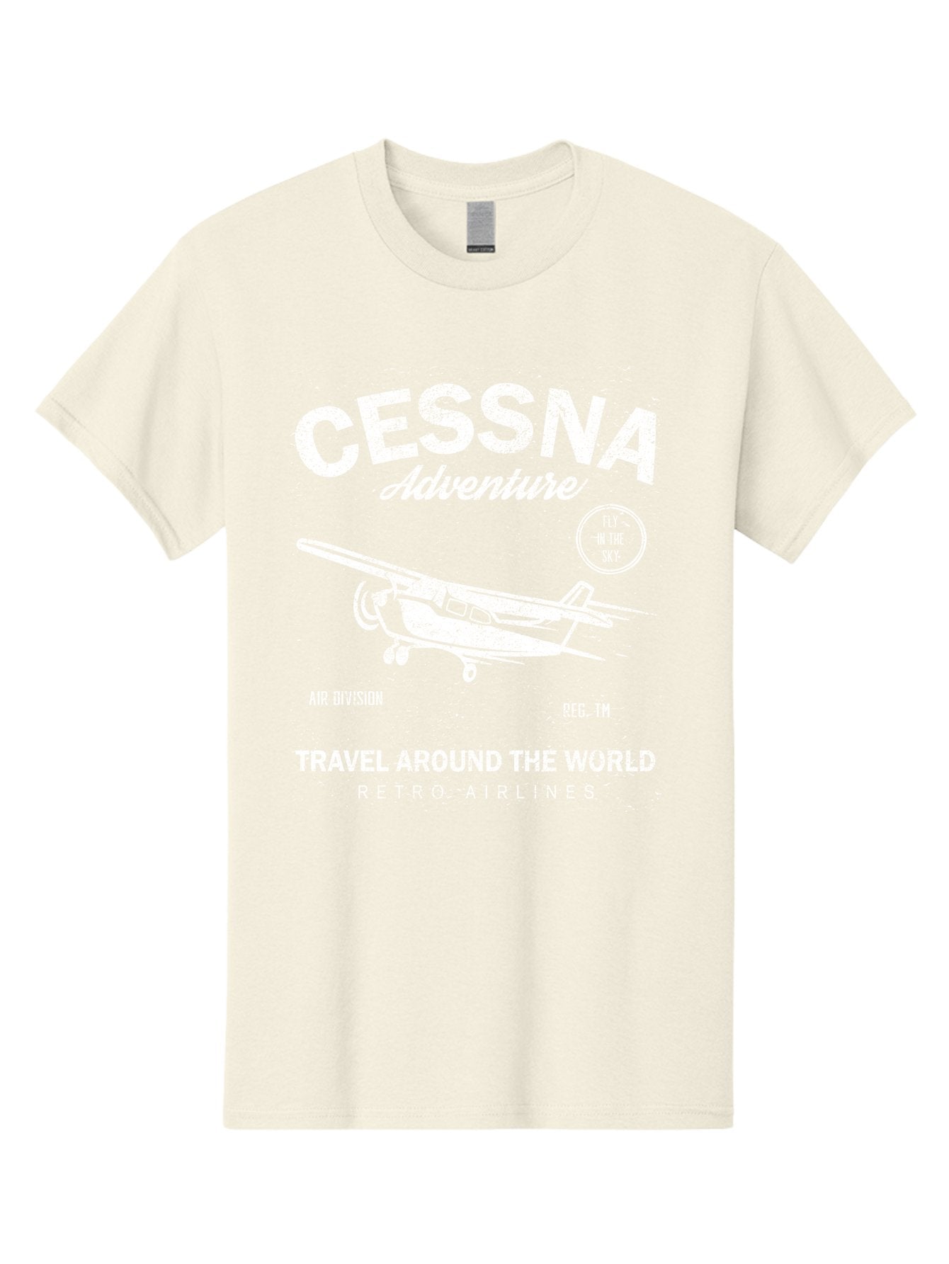 Cessna Distressed -Men Men'S Graphic Tee, 100% Cotton, Comfortable Casual Summer Wear, Machine Washable, Cessna Airplane, Adventure Travel, Retro Airlines, Fly In The Sky, Air Division, Travel Around The World, Vintage Aviation Aae175 8