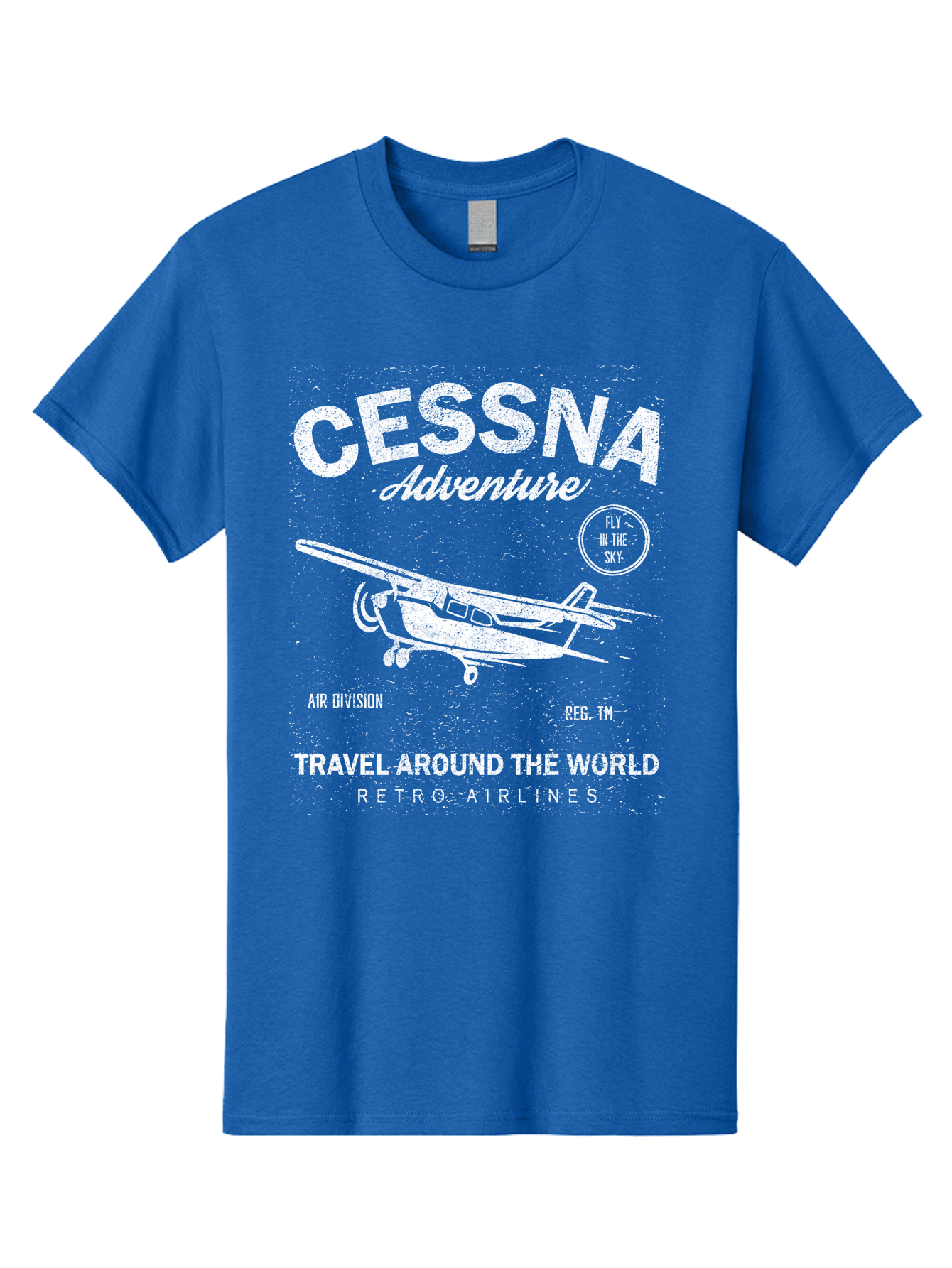 Cessna Distressed -Men Men'S Graphic Tee, 100% Cotton, Comfortable Casual Summer Wear, Machine Washable, Cessna Airplane, Adventure Travel, Retro Airlines, Fly In The Sky, Air Division, Travel Around The World, Vintage Aviation Aae175 9