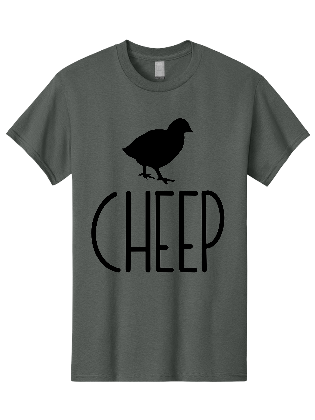 Cheep Men'S Graphic Tee, 100% Cotton, Comfortable Casual Summer Wear, Machine Washable, Chick Silhouette, Cheep Logo, Poultry Branding, Simple Design, Bold Typography, Farm Animal, Minimalistic Art Aae178