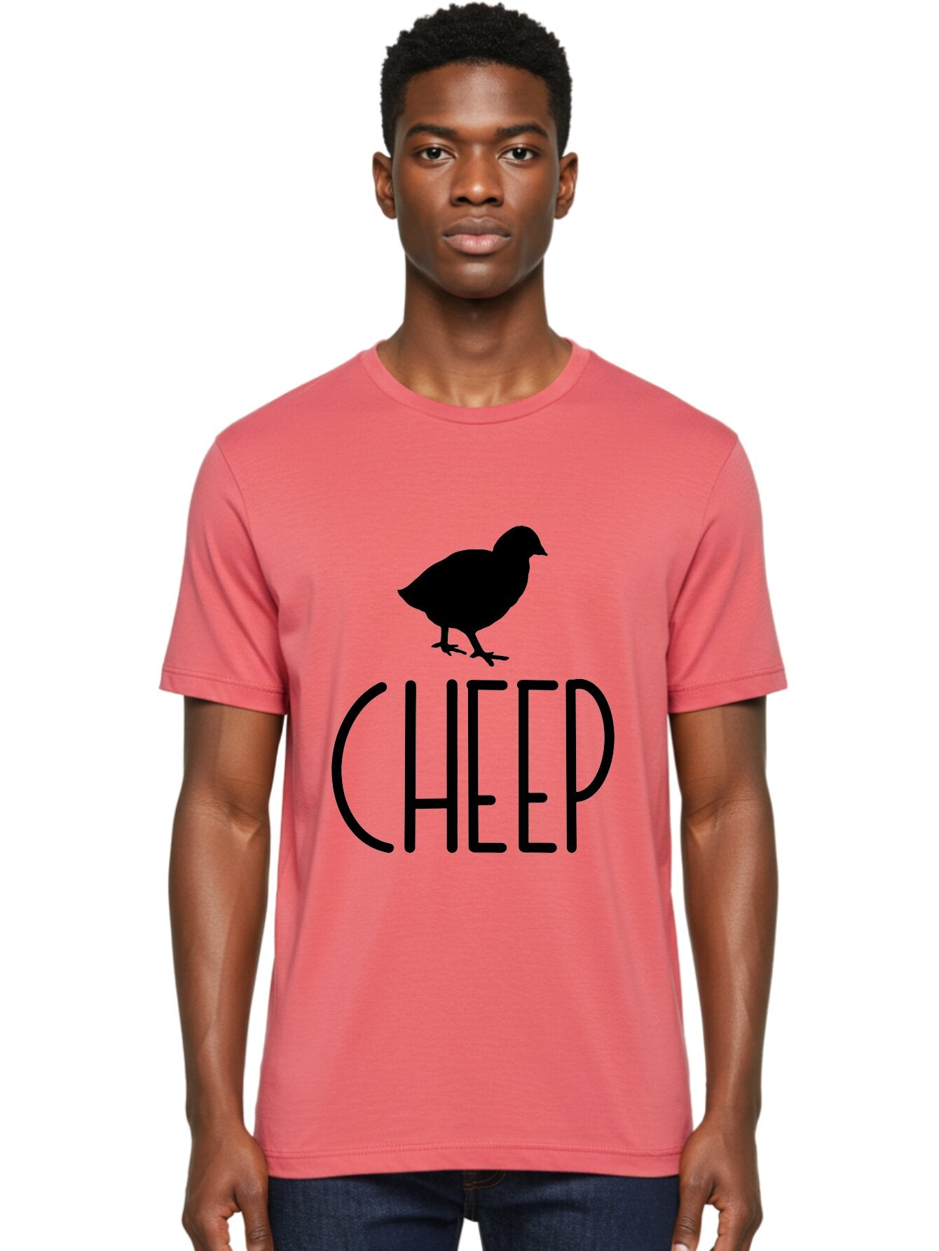 Cheep Men'S Graphic Tee, 100% Cotton, Comfortable Casual Summer Wear, Machine Washable, Chick Silhouette, Cheep Logo, Poultry Branding, Simple Design, Bold Typography, Farm Animal, Minimalistic Art Aae178 18