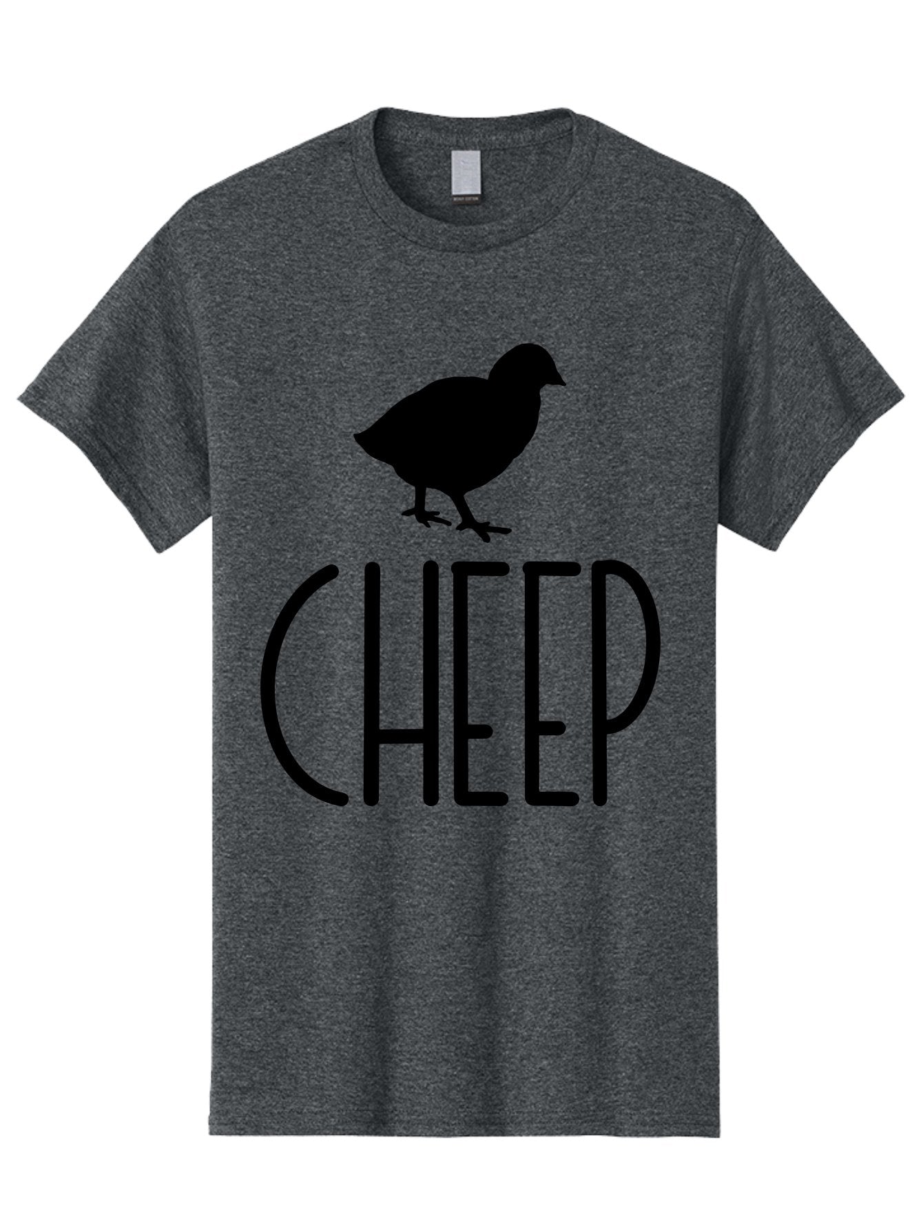 Cheep Men'S Graphic Tee, 100% Cotton, Comfortable Casual Summer Wear, Machine Washable, Chick Silhouette, Cheep Logo, Poultry Branding, Simple Design, Bold Typography, Farm Animal, Minimalistic Art Aae178