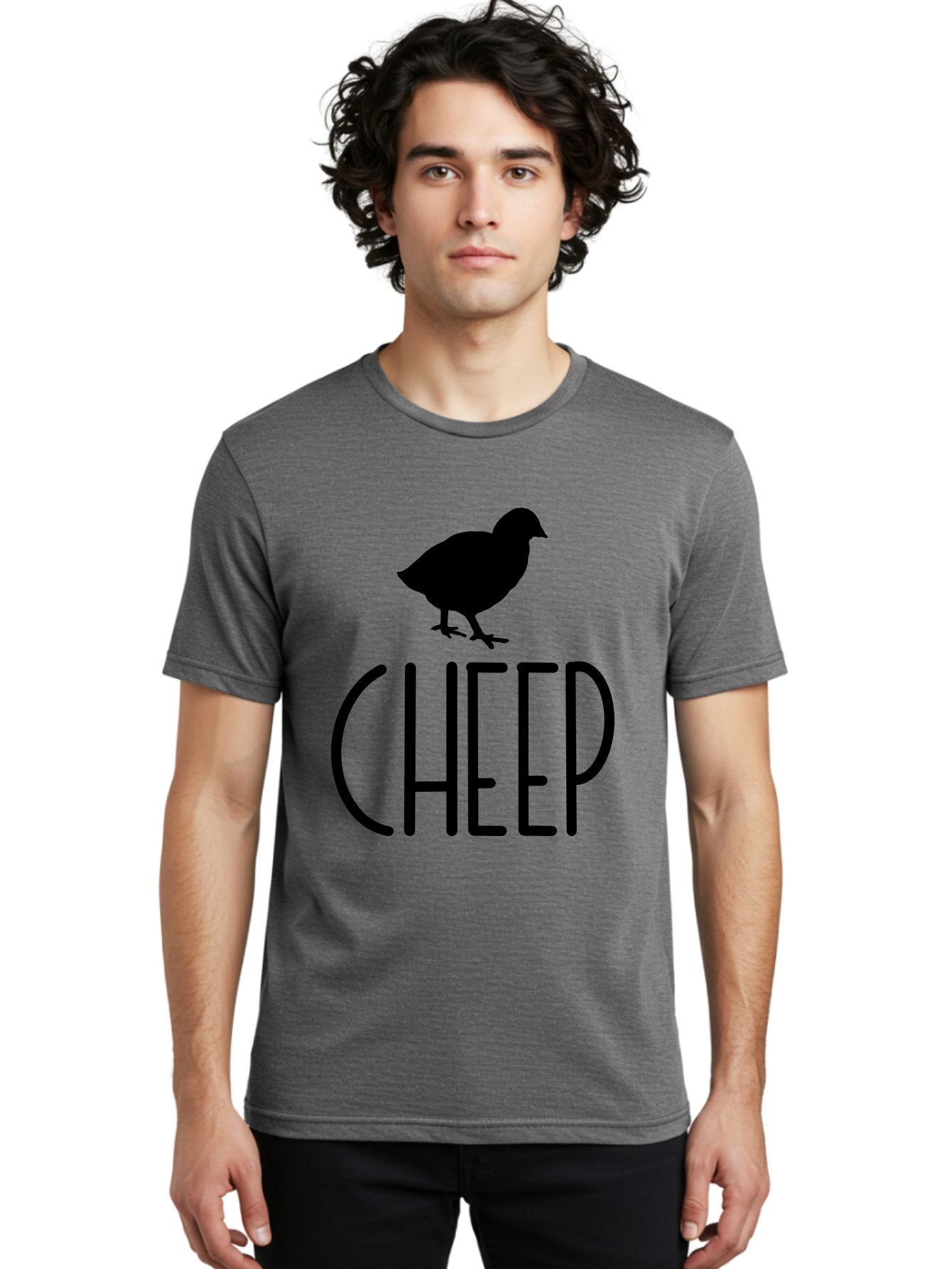 Cheep Men'S Graphic Tee, 100% Cotton, Comfortable Casual Summer Wear, Machine Washable, Chick Silhouette, Cheep Logo, Poultry Branding, Simple Design, Bold Typography, Farm Animal, Minimalistic Art Aae178 29