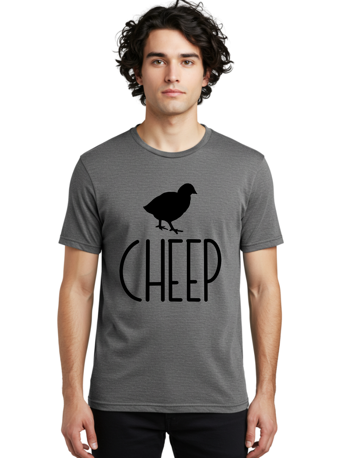 Cheep Men'S Graphic Tee, 100% Cotton, Comfortable Casual Summer Wear, Machine Washable, Chick Silhouette, Cheep Logo, Poultry Branding, Simple Design, Bold Typography, Farm Animal, Minimalistic Art Aae178 22