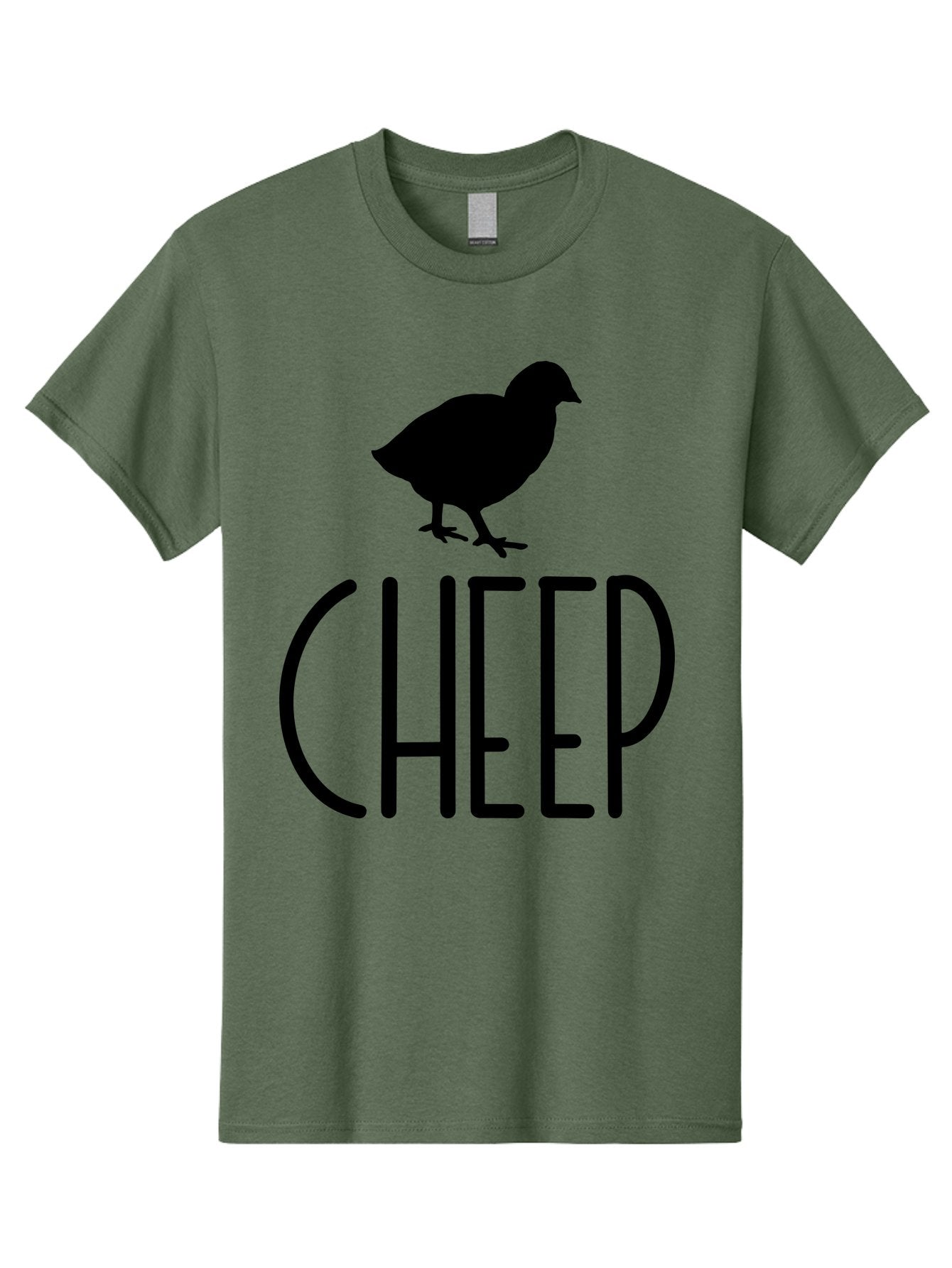 Cheep Men'S Graphic Tee, 100% Cotton, Comfortable Casual Summer Wear, Machine Washable, Chick Silhouette, Cheep Logo, Poultry Branding, Simple Design, Bold Typography, Farm Animal, Minimalistic Art Aae178 3