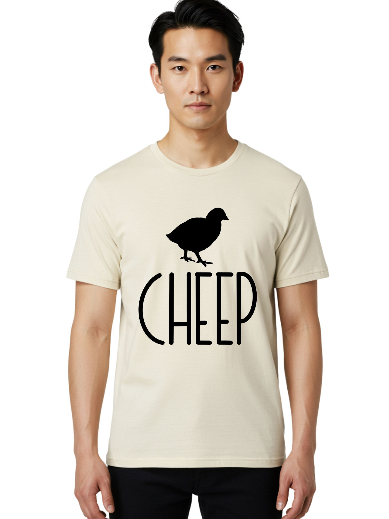 Cheep Men'S Graphic Tee, 100% Cotton, Comfortable Casual Summer Wear, Machine Washable, Chick Silhouette, Cheep Logo, Poultry Branding, Simple Design, Bold Typography, Farm Animal, Minimalistic Art Aae178 16