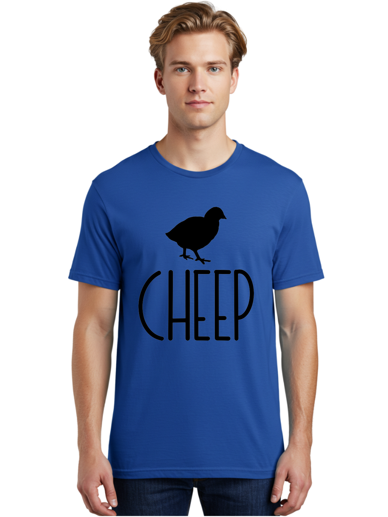 Cheep Men'S Graphic Tee, 100% Cotton, Comfortable Casual Summer Wear, Machine Washable, Chick Silhouette, Cheep Logo, Poultry Branding, Simple Design, Bold Typography, Farm Animal, Minimalistic Art Aae178 18