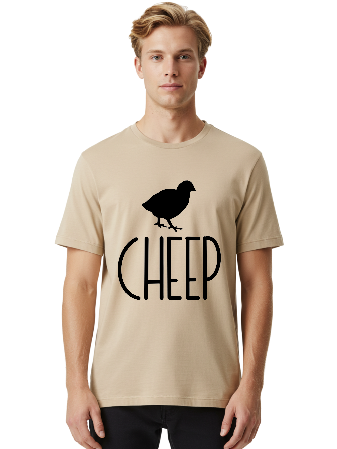 Cheep Men'S Graphic Tee, 100% Cotton, Comfortable Casual Summer Wear, Machine Washable, Chick Silhouette, Cheep Logo, Poultry Branding, Simple Design, Bold Typography, Farm Animal, Minimalistic Art Aae178 30