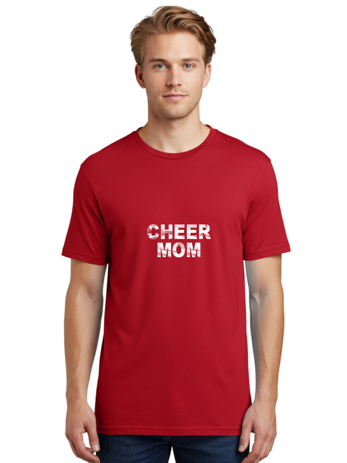 Cheer Mom Men'S Graphic Tee, 100% Cotton, Comfortable Casual Summer Wear, Machine Washable, Cheer Mom, Cheerleading, Mom Life, Sports Mom, Cheerleading Mom, Proud Mom, Competitive Spirit, Team Spirit Aae179