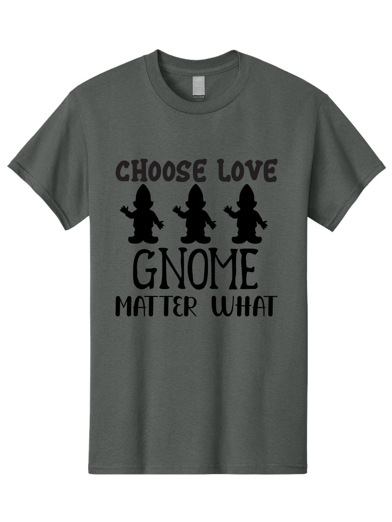 Choose Love Gnome Matter What Men'S Graphic Tee, 100% Cotton, Comfortable Casual Summer Wear, Machine Washable, Funny Gnomes, Gnome Love, Inspirational Quotes, Choose Love, Gnome Pun, Motivational Phrases, Quirky Garden Gnomes, Aae181 9