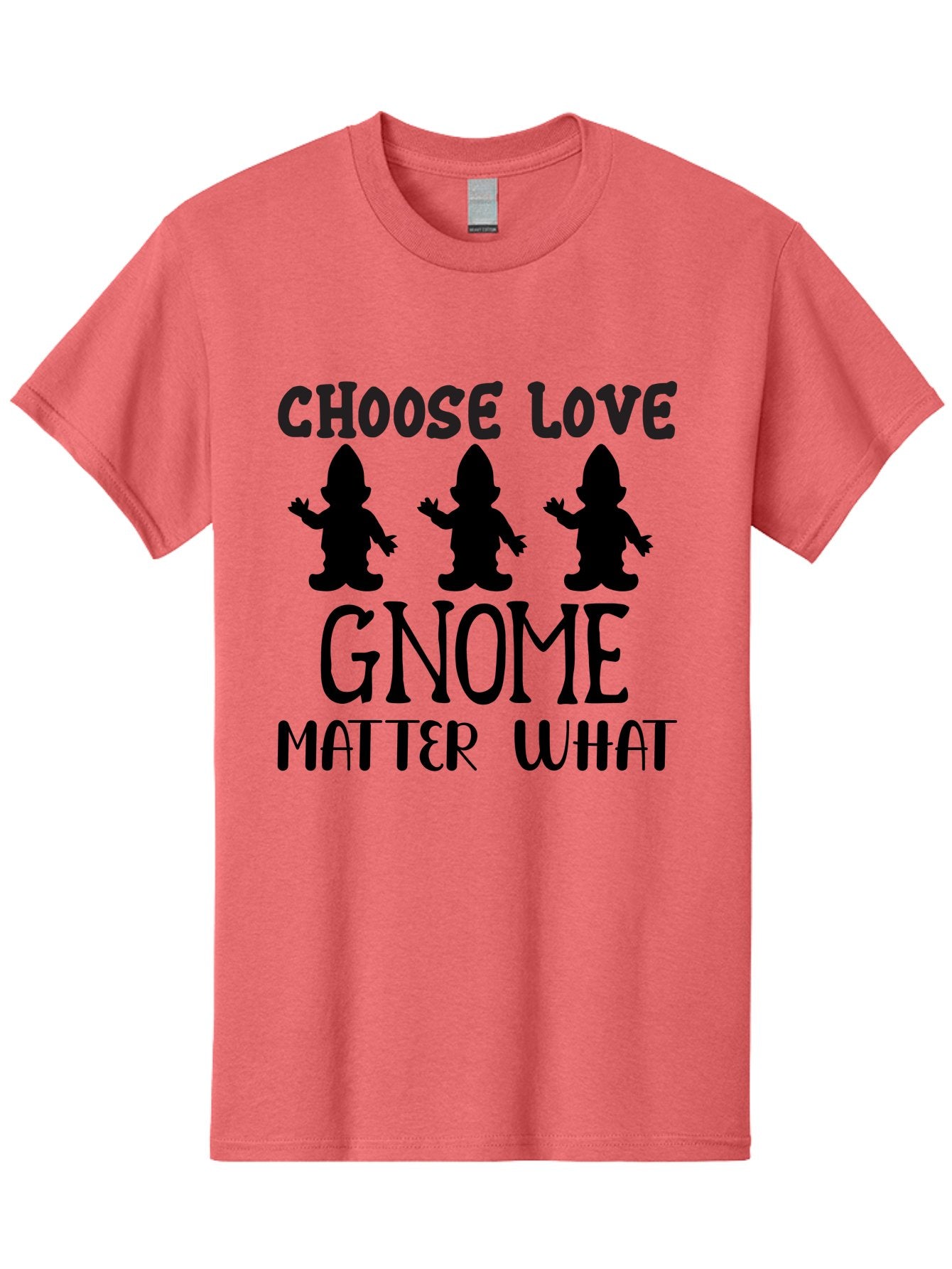 Choose Love Gnome Matter What Men'S Graphic Tee, 100% Cotton, Comfortable Casual Summer Wear, Machine Washable, Funny Gnomes, Gnome Love, Inspirational Quotes, Choose Love, Gnome Pun, Motivational Phrases, Quirky Garden Gnomes, Aae181 11