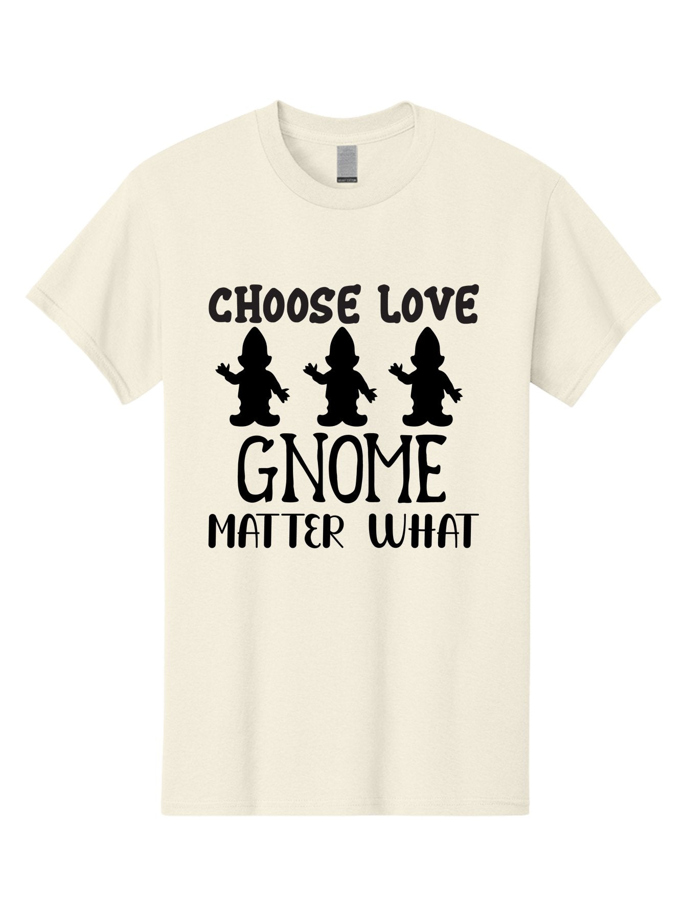 Choose Love Gnome Matter What Men'S Graphic Tee, 100% Cotton, Comfortable Casual Summer Wear, Machine Washable, Funny Gnomes, Gnome Love, Inspirational Quotes, Choose Love, Gnome Pun, Motivational Phrases, Quirky Garden Gnomes, Aae181 3