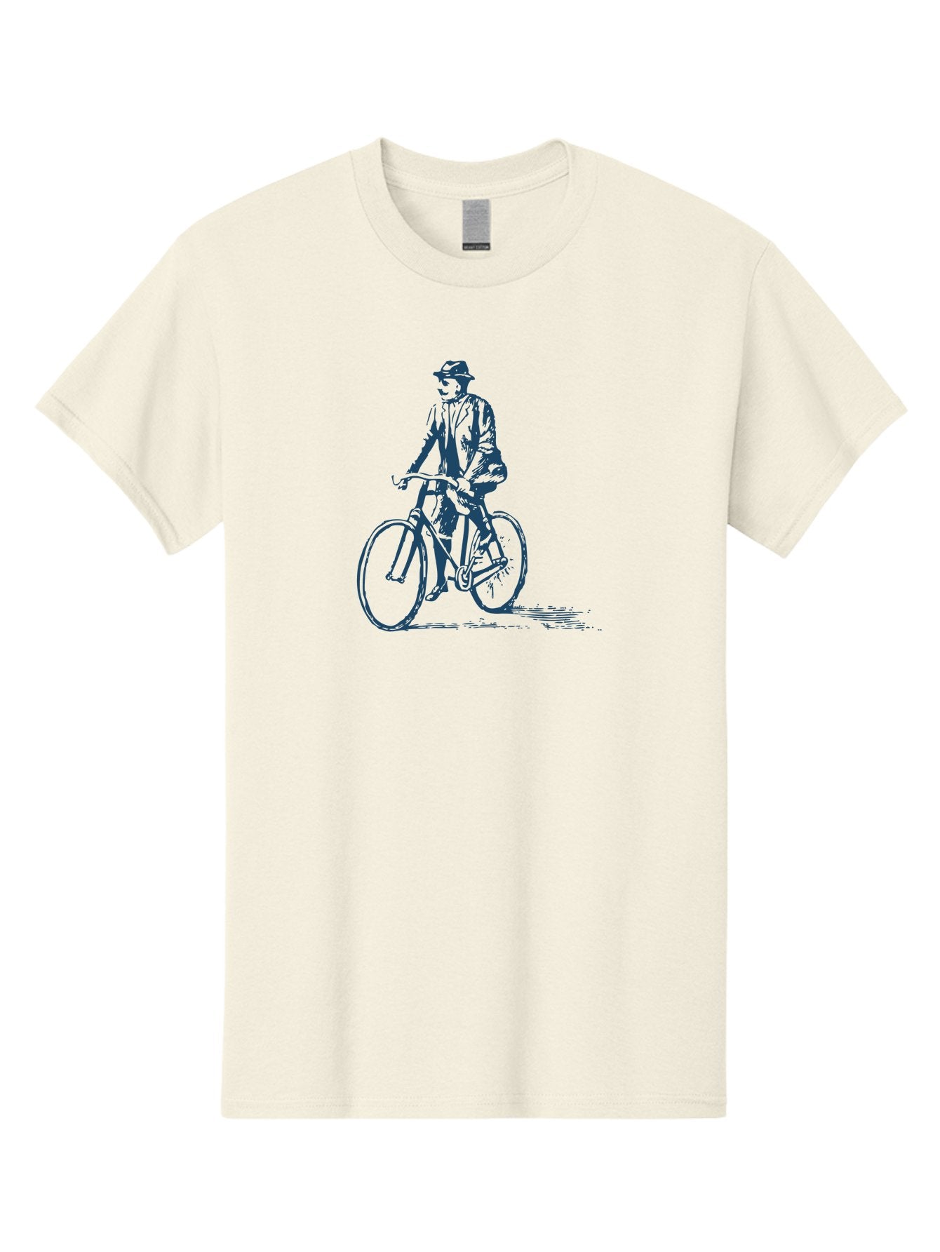 Classic Bicycle Men'S Graphic Tee, 100% Cotton, Comfortable Casual Summer Wear, Machine Washable, Vintage Man, Bicycle Riding, Classic Cycling, Retro Style, Hat Wearing, Outdoor Activity, Historical Illustration, Antique Bike Aae183 5