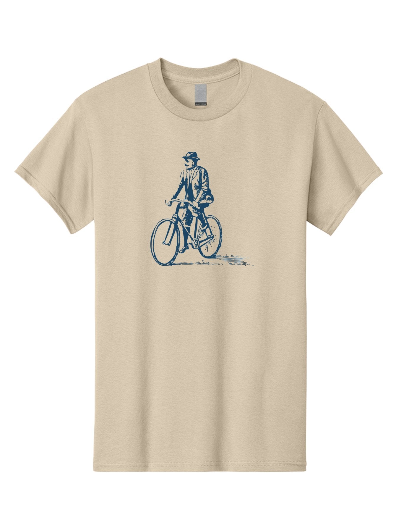 Classic Bicycle Men'S Graphic Tee, 100% Cotton, Comfortable Casual Summer Wear, Machine Washable, Vintage Man, Bicycle Riding, Classic Cycling, Retro Style, Hat Wearing, Outdoor Activity, Historical Illustration, Antique Bike Aae183 13