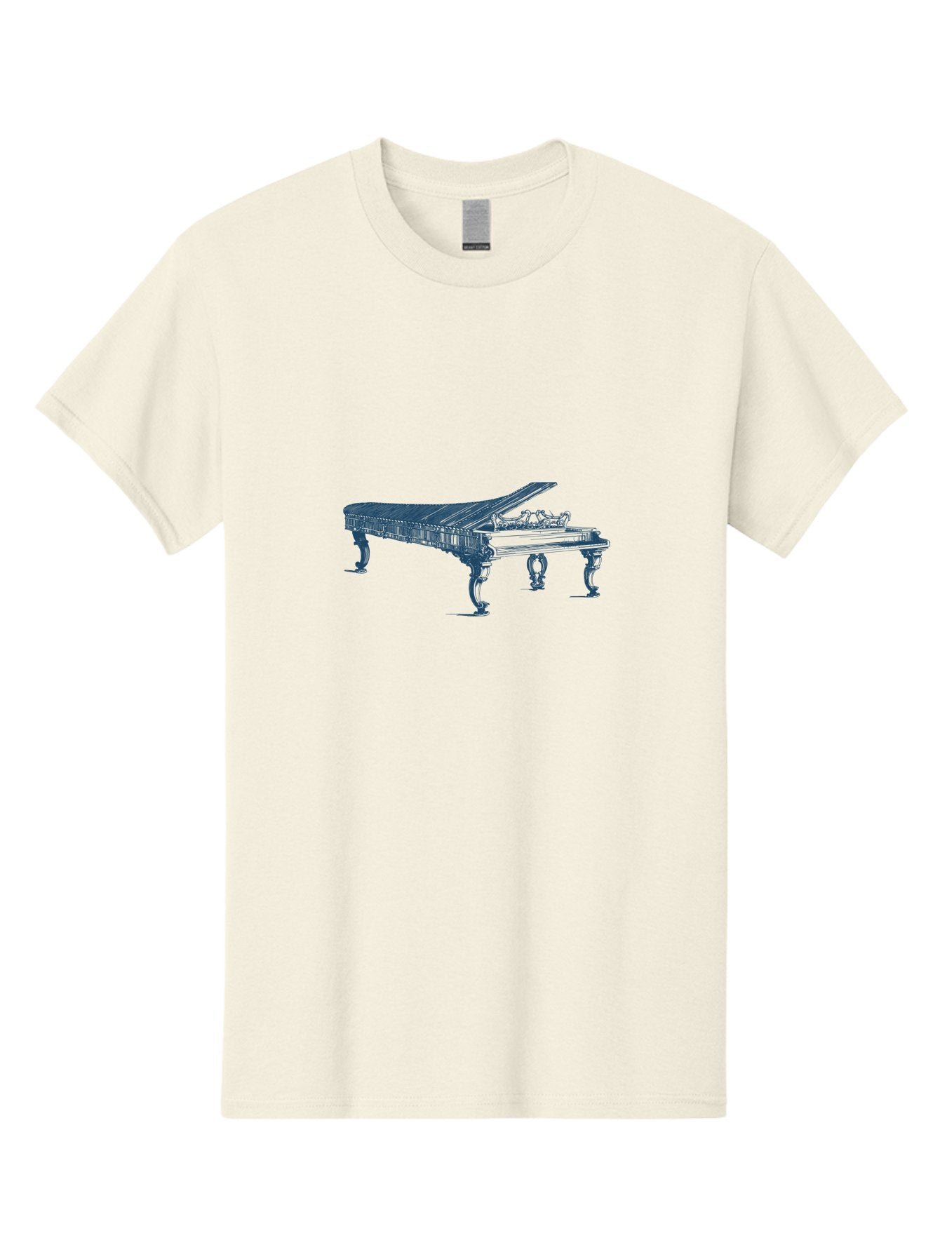 Classic Concert Piano Men'S Graphic Tee, 100% Cotton, Comfortable Casual Summer Wear, Machine Washable, Grand Piano, Musical Instrument, Ornate Design, Open Lid, Decorative Legs, Classical Music, Elegant Atmosphere, Sophisticated Decor Aae186 14